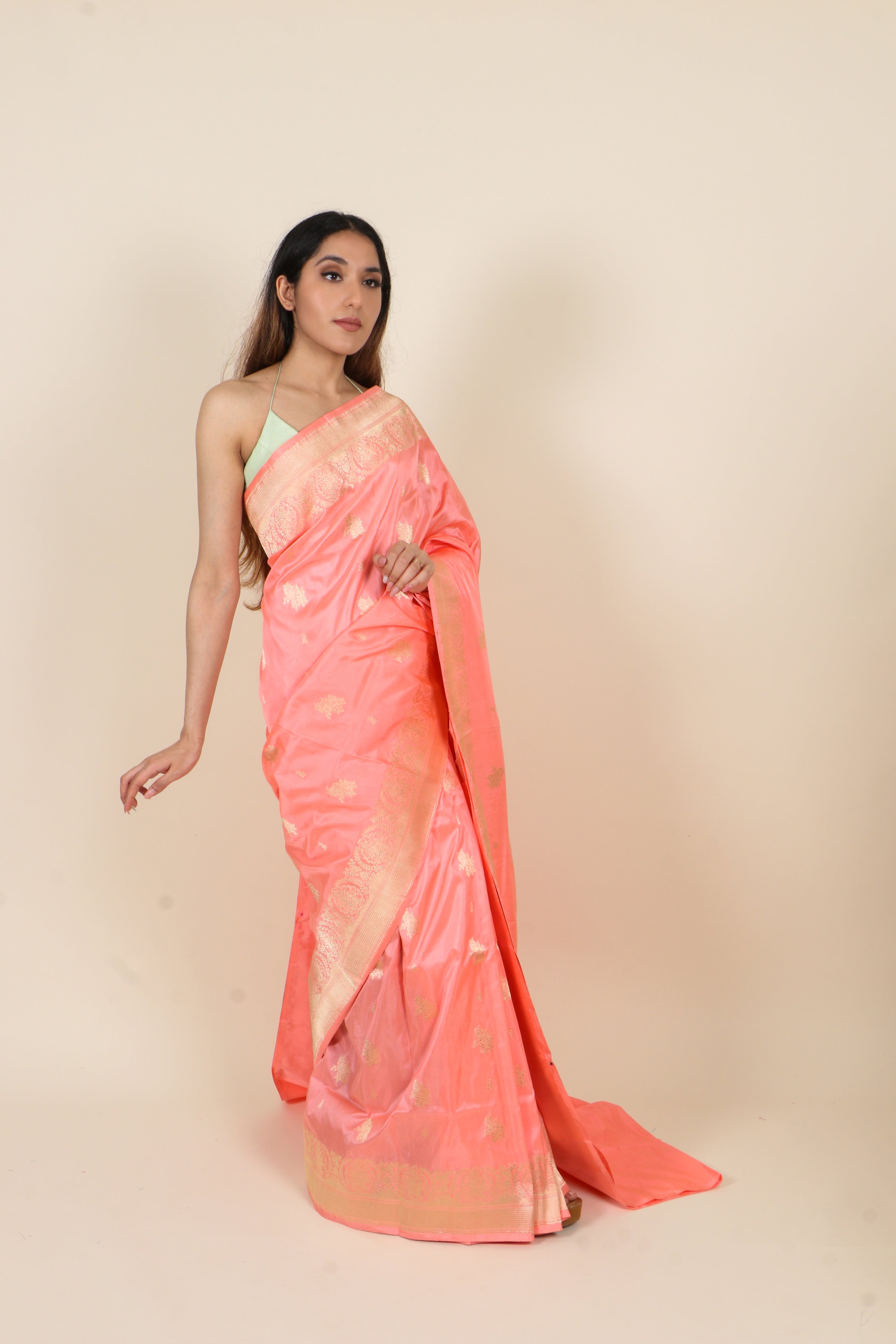 Blush Pink Banarasi Pure Katan Silk Saree