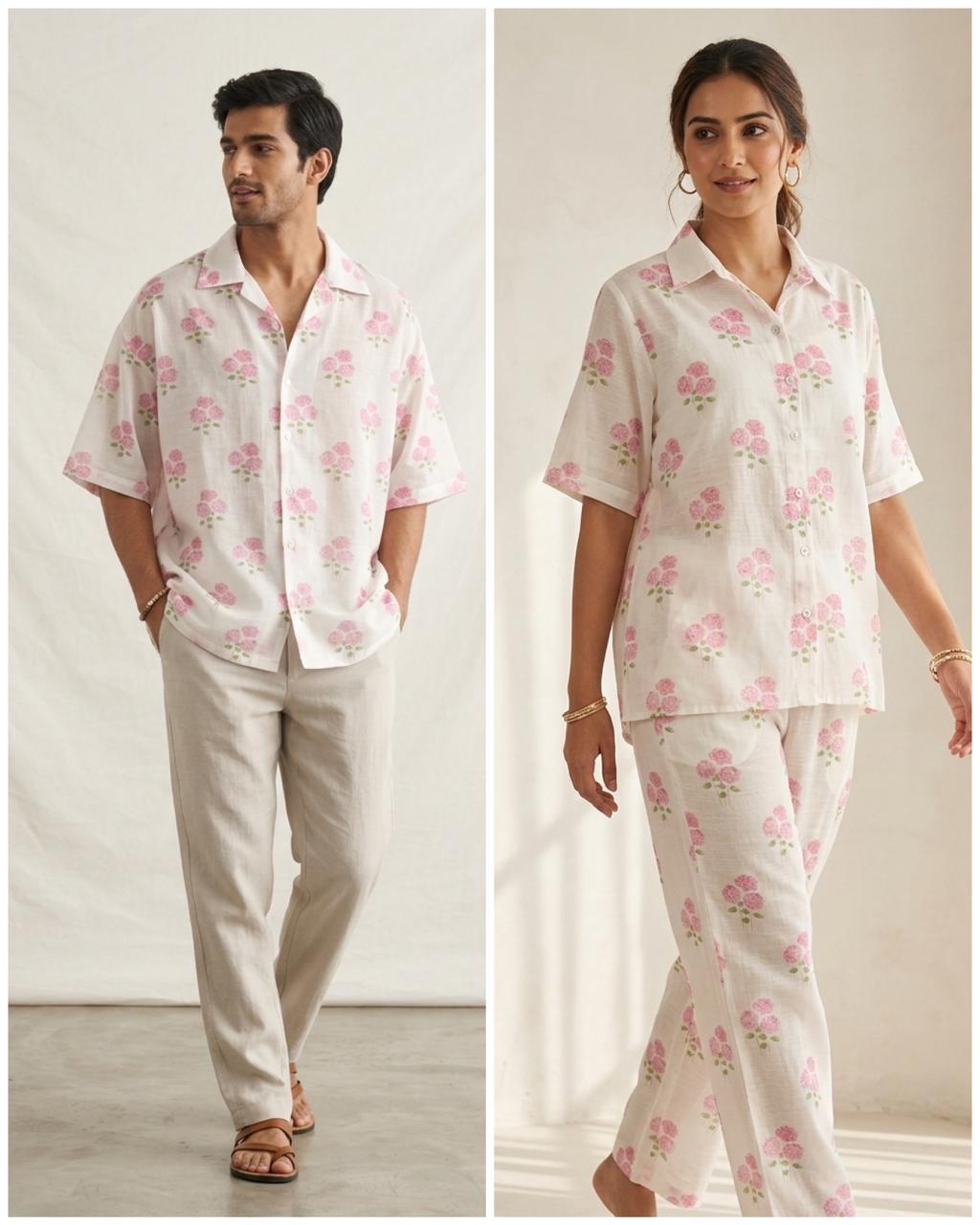 Pink Floral Printed Mul Cotton Fabric