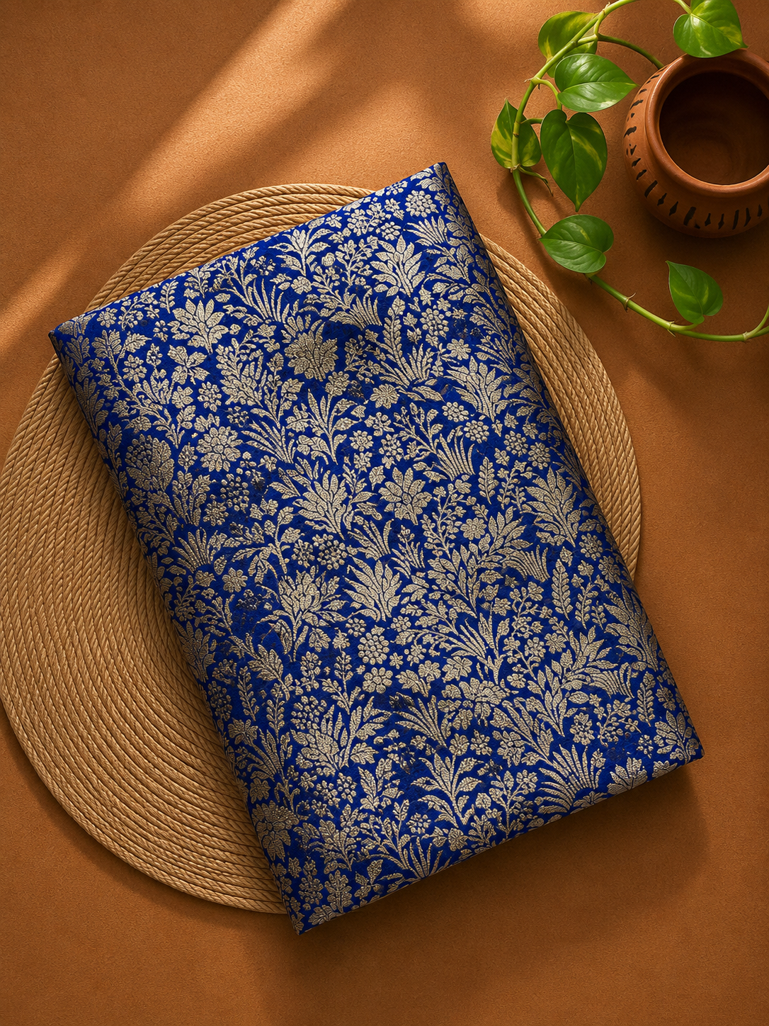 Dark Blue Katan Silk Handloom Fabric