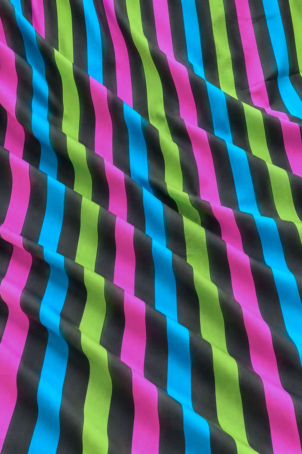 Black Pure Katan Silk Rangkaat Striped Fabric