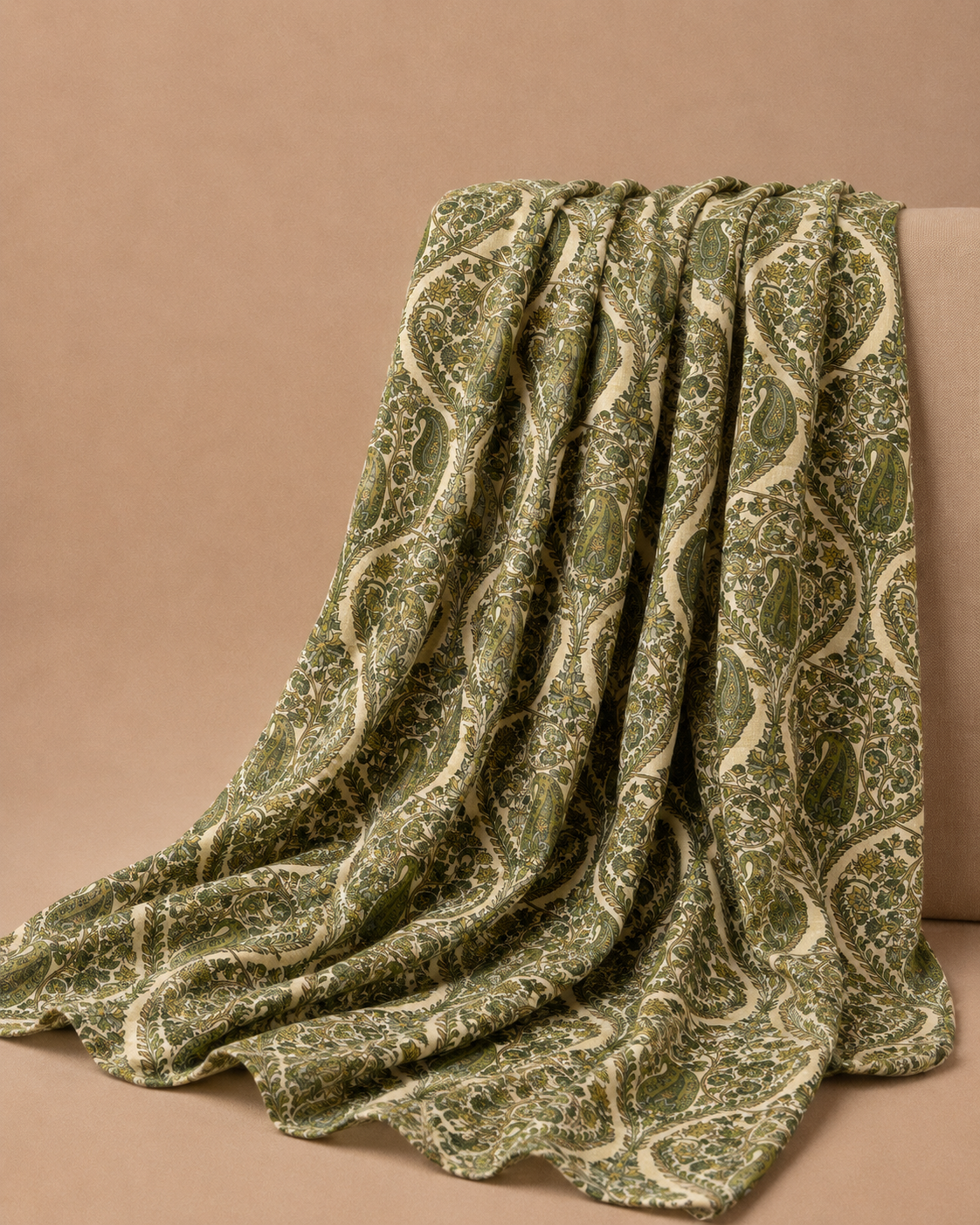Ivory Tussar Kalamkari Printed Fabric