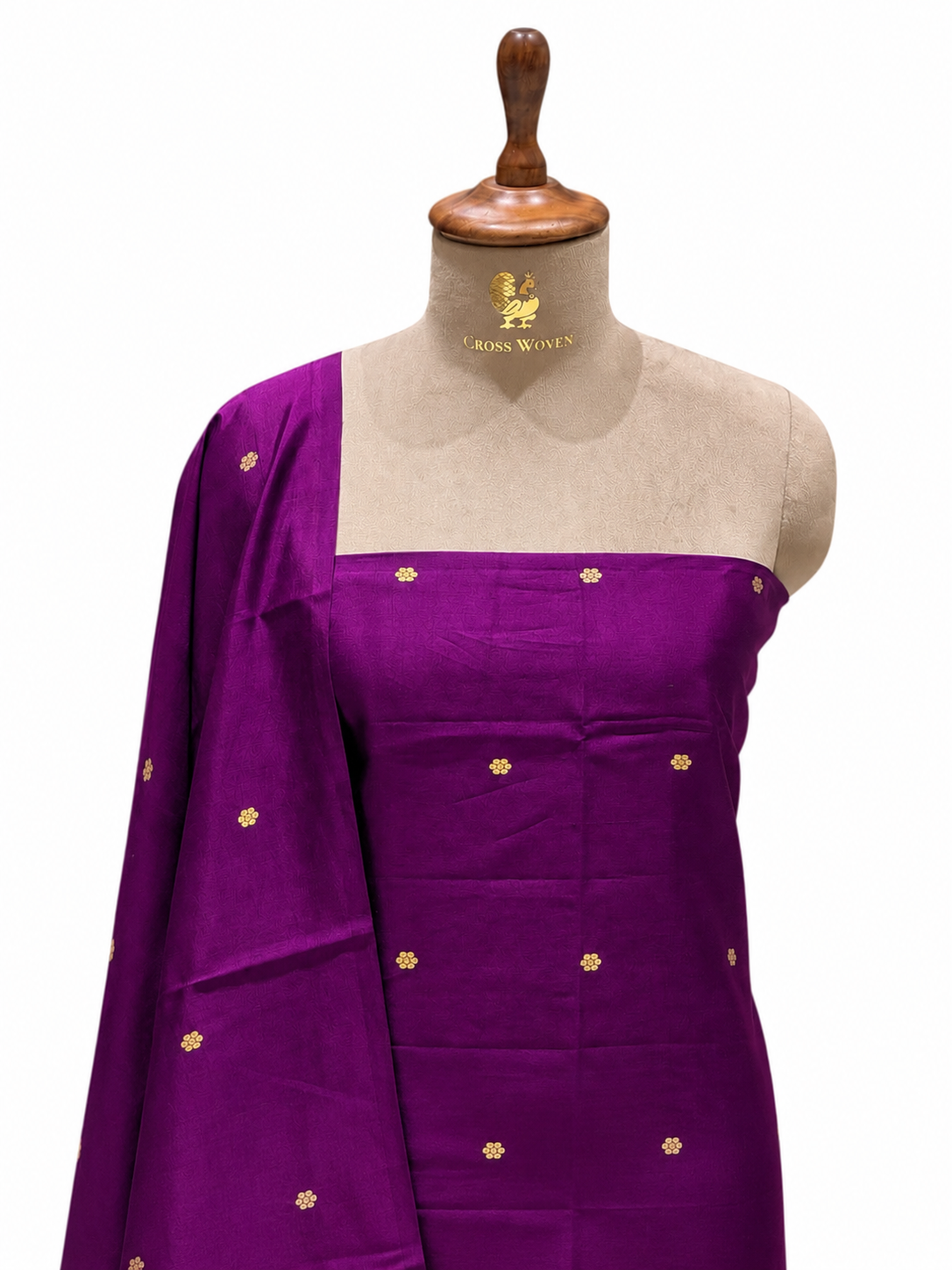 Magenta Purple Pure Silk Suit Set With Statement Bootas