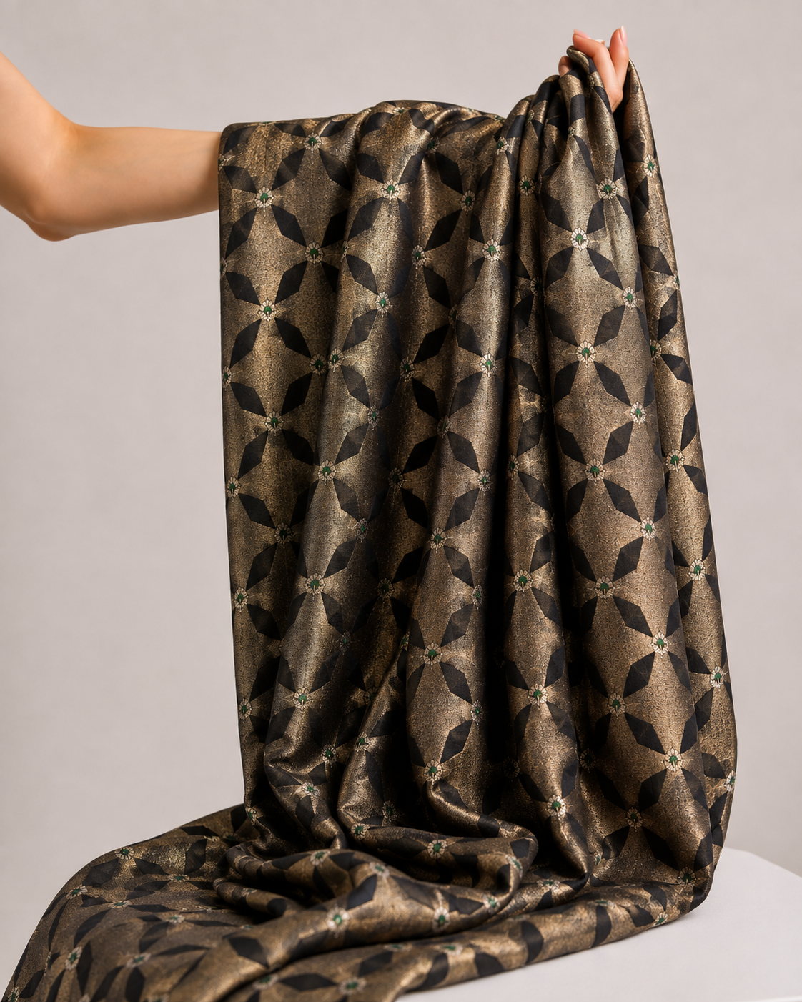 Soft Silk Fabric with Geometric Zari Weave