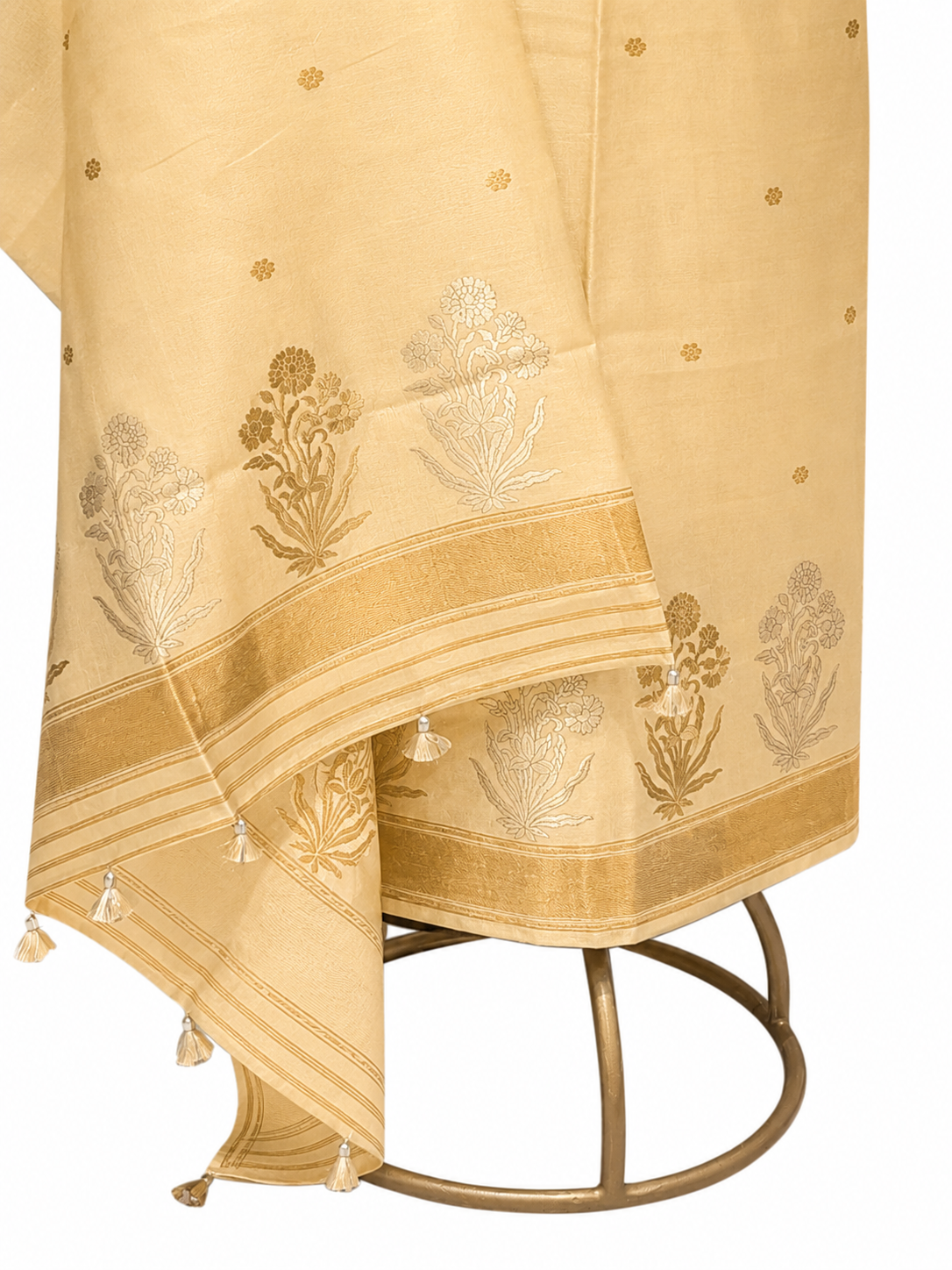 Ivory Cream Pure Silk Suit Set With Statement Bootas