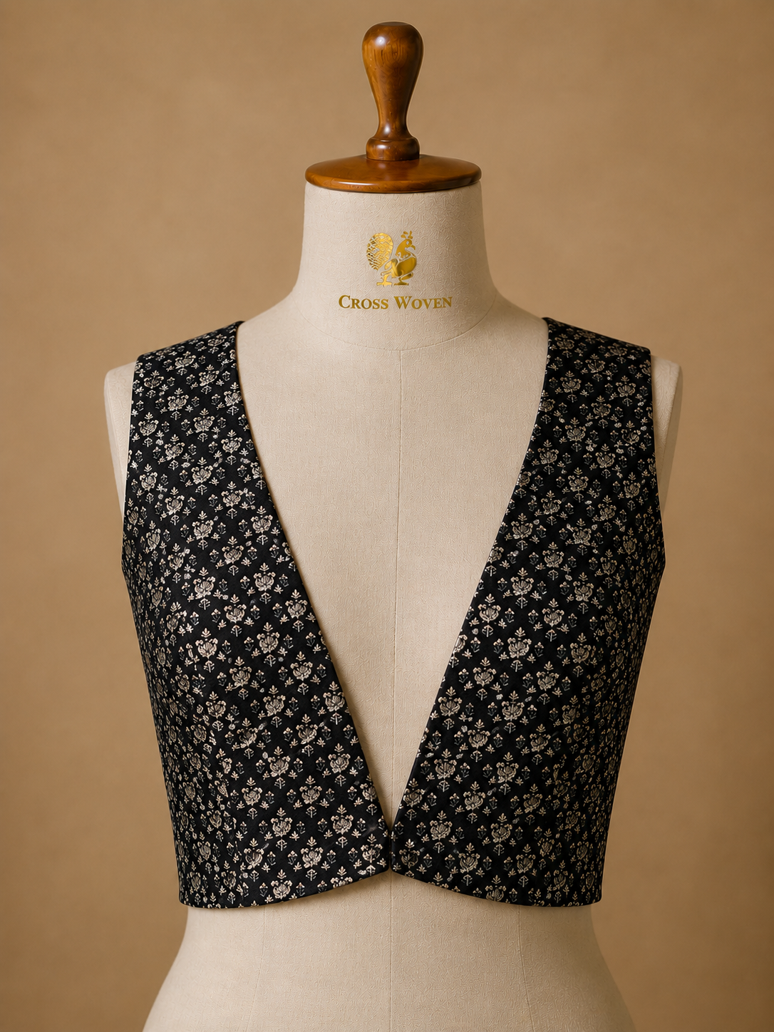 Black Semi Katan Silk Blouse Piece