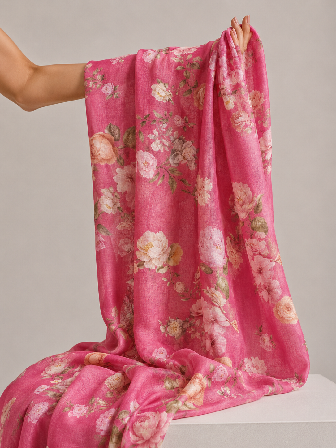 Pink Floral Mul Prints Fabric