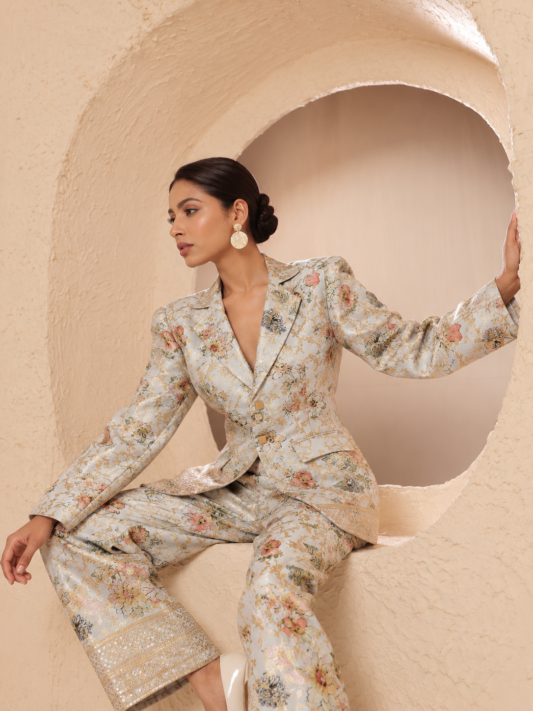 White Pure Soft Silk Fabric With Floral Pattern