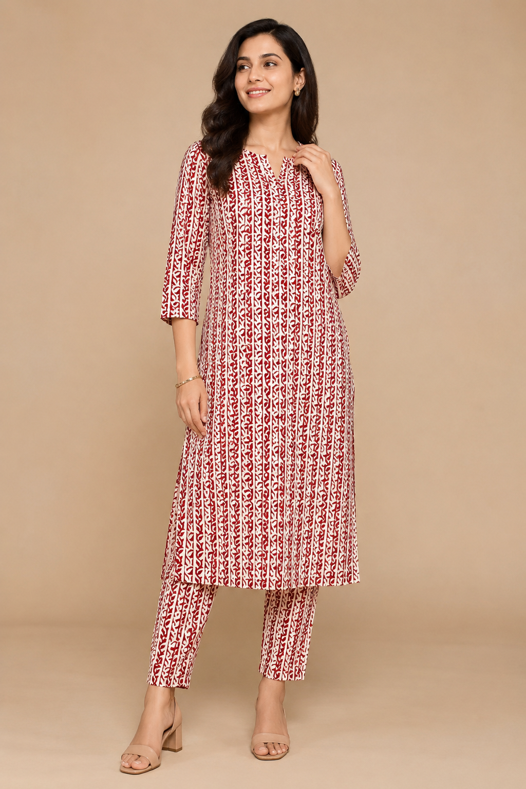 Pure Chanderi Silk Fabric With Red Hand Block Prints