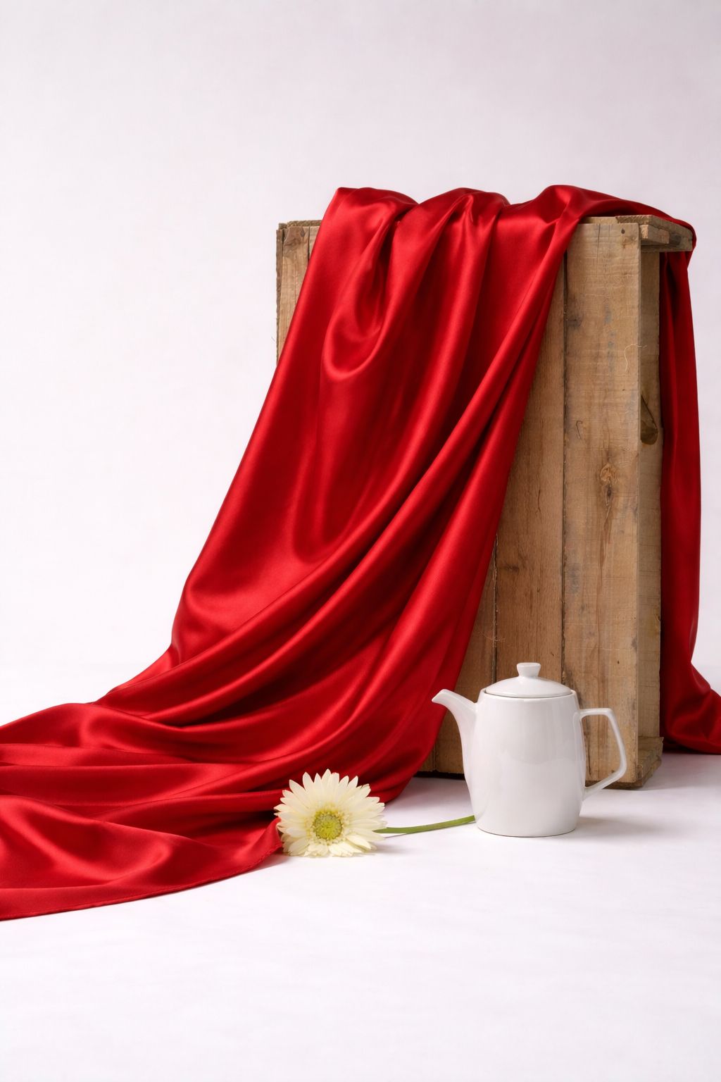 Red Plain Muslin Silk Fabric