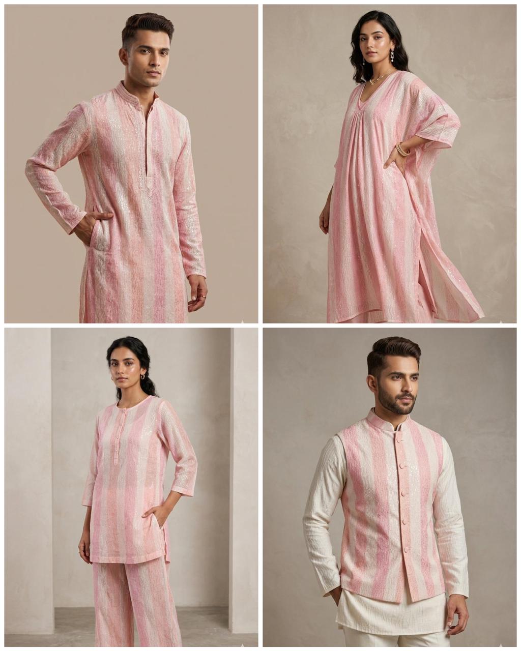 Pink Rangkaat Dye Pure Mul Cotton Fabric With Sequin Embroidery