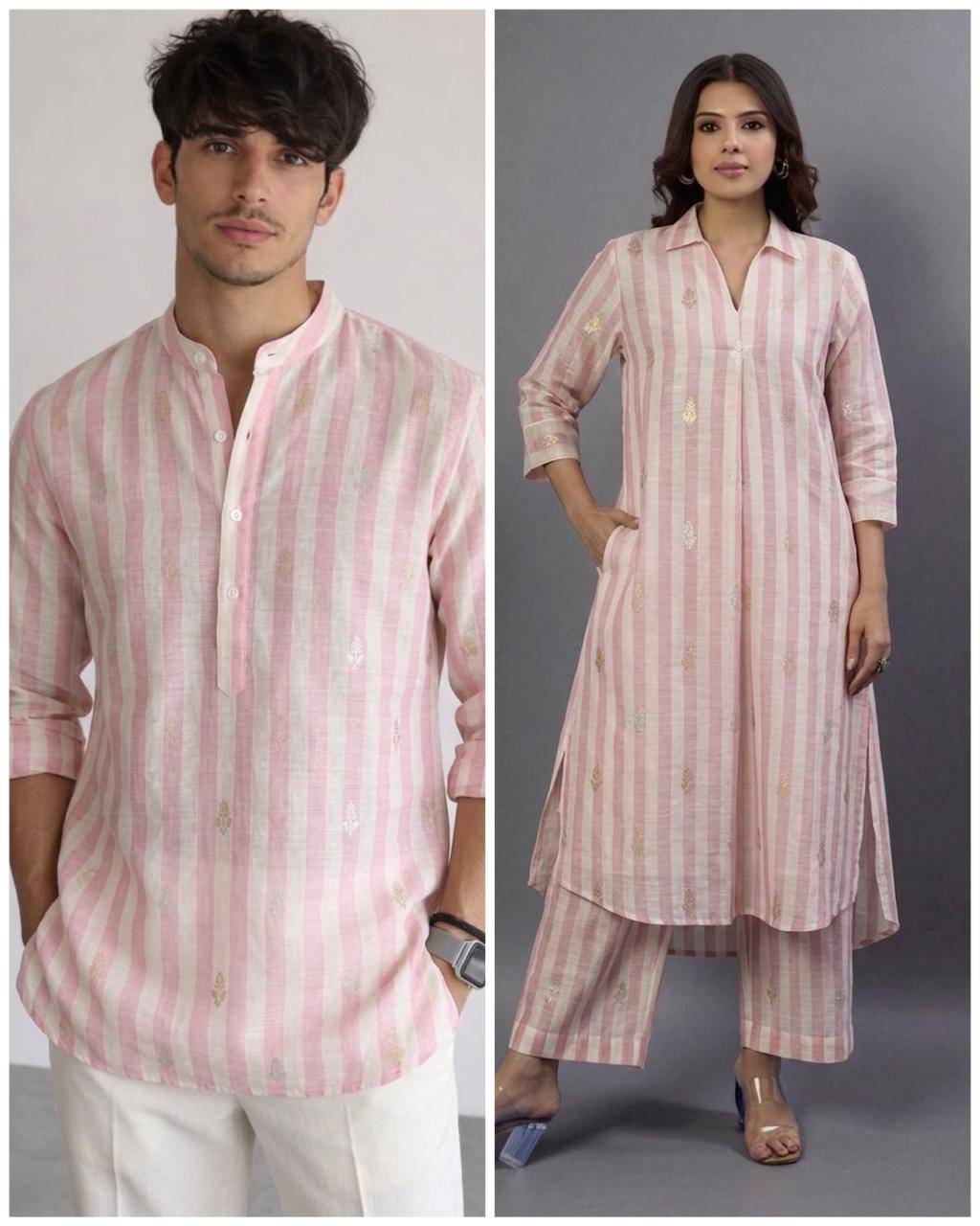 Pastel Pink Premium Cotton Fabric With Floral Motifs