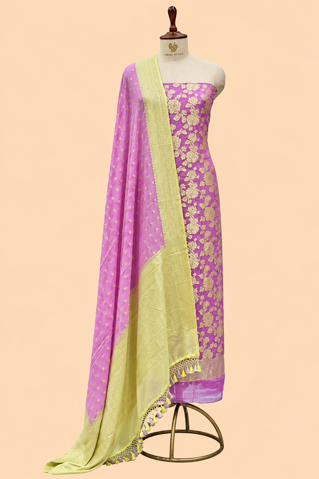 Mauve Purple Pure Georgette Suit Set with Contrast Border Dupatta