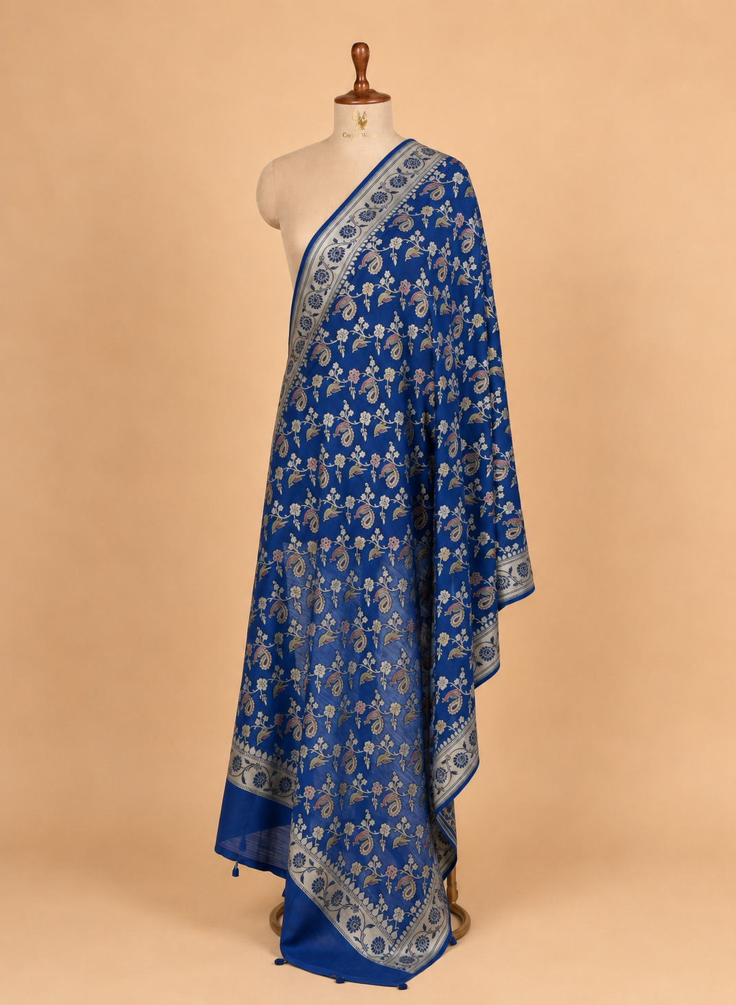 Hand Brush-Dyed Munga Silk Dupatta with Floral Motifs