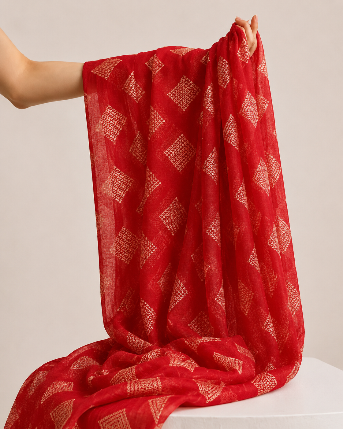 Red Mul Embroidered Fabric