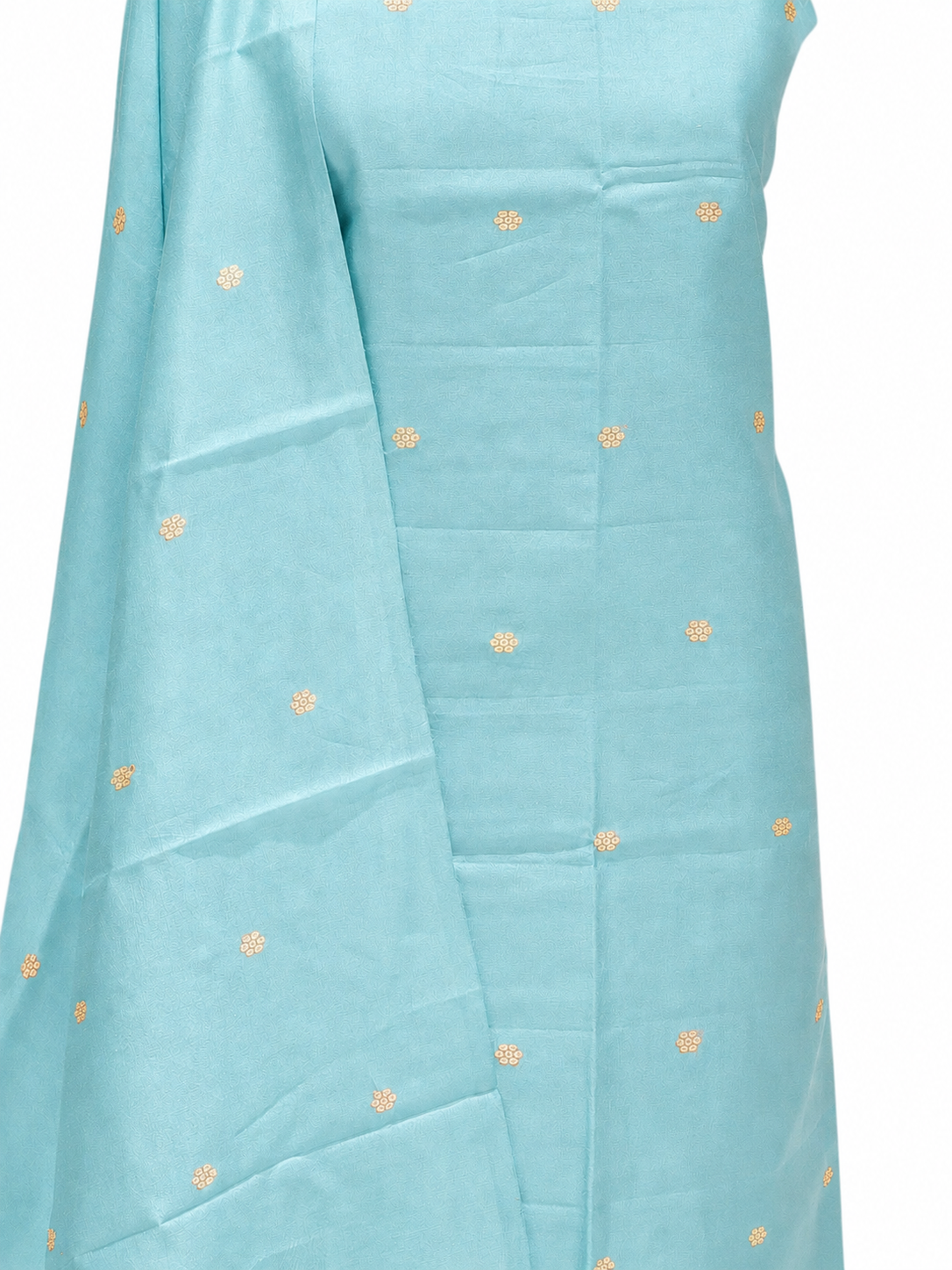 Pastel Blue Pure Silk Suit Set With Statement Bootas
