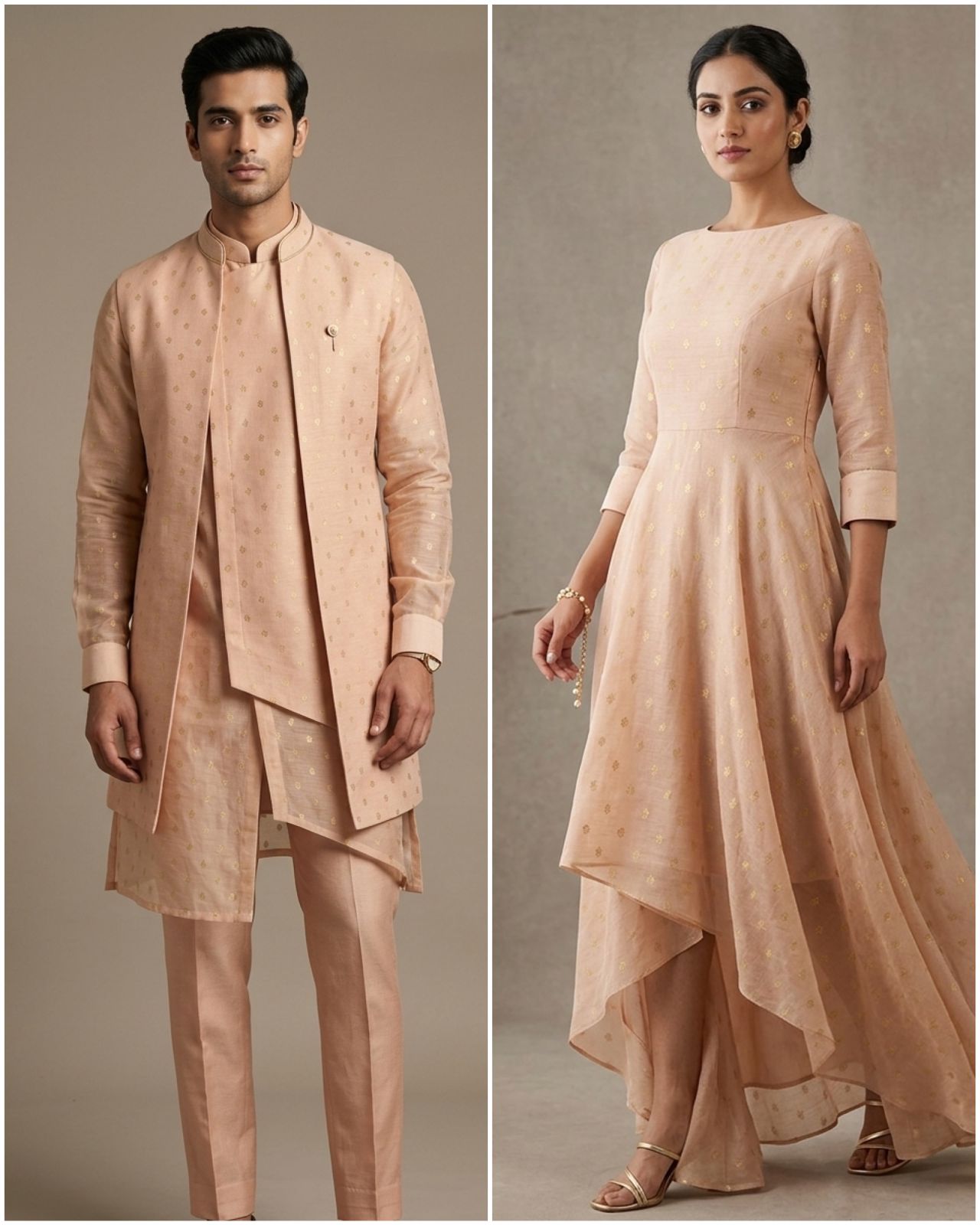 Dusty Pink Pure Mul Fabric With Gold Zari