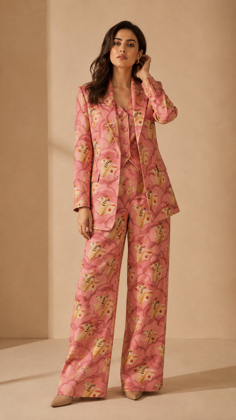 Rose Pink Mul Pichwai Prints Fabric