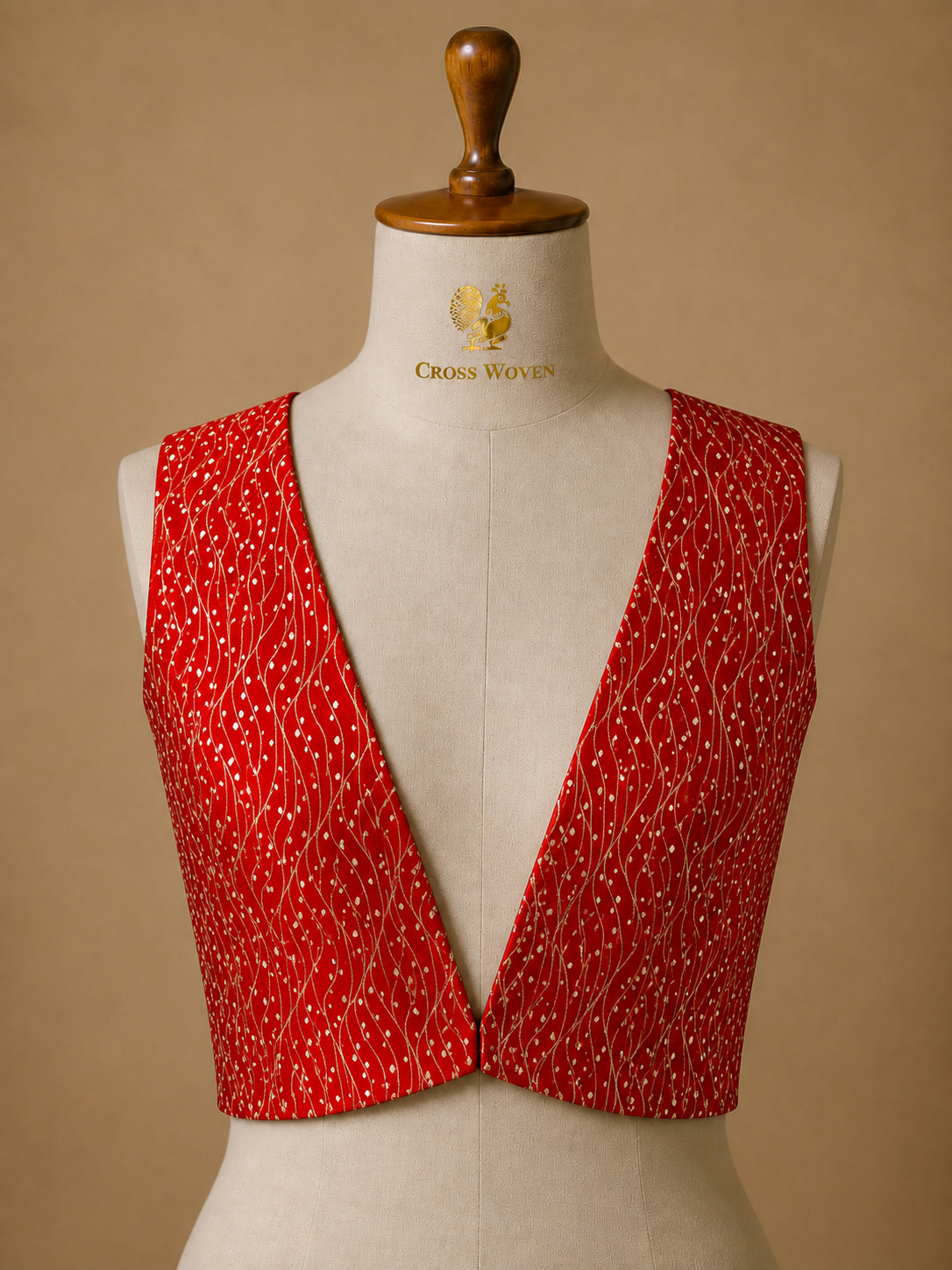 Vibrant Red Semi Katan Silk Blouse Piece