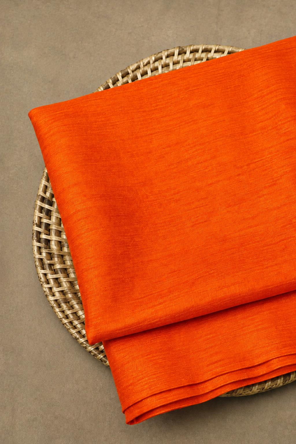 Bright Orange Raw Silk Fabric