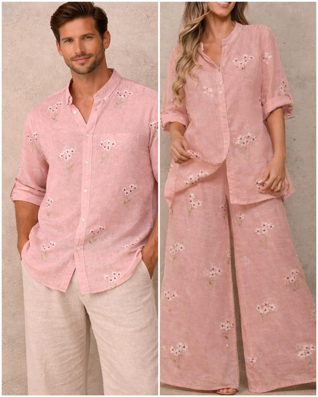Blush Pink Mul Fabric with Floral Embroidered Motif