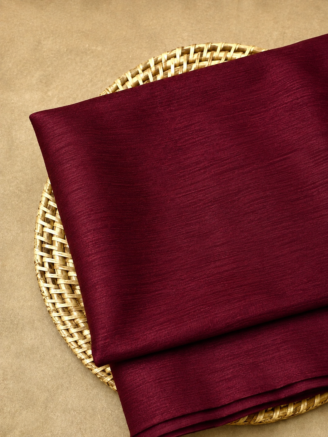 Burgundy-Maroon Raw Silk Fabric