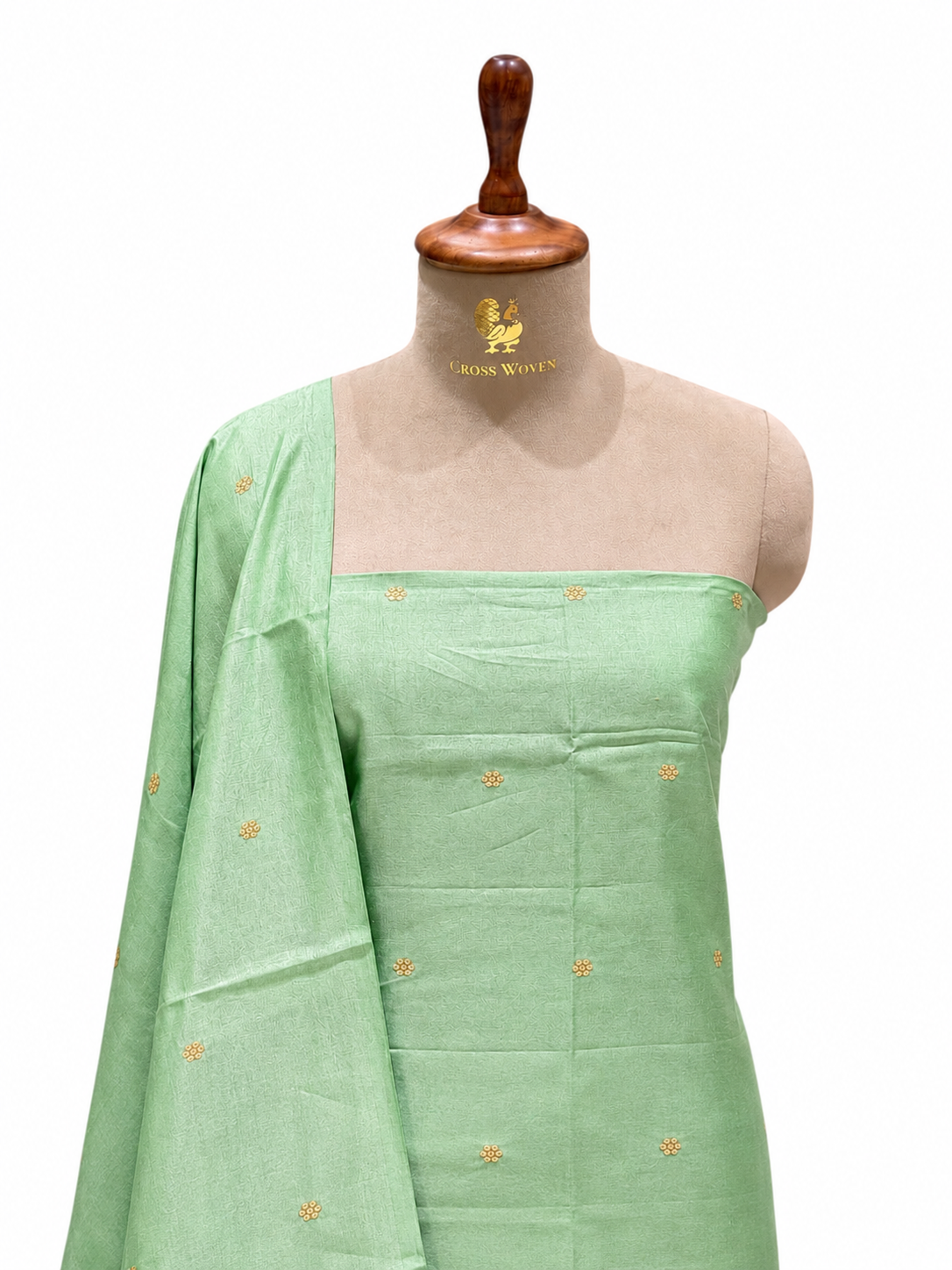 Mint Green Pure Silk Suit Set With Statement Bootas