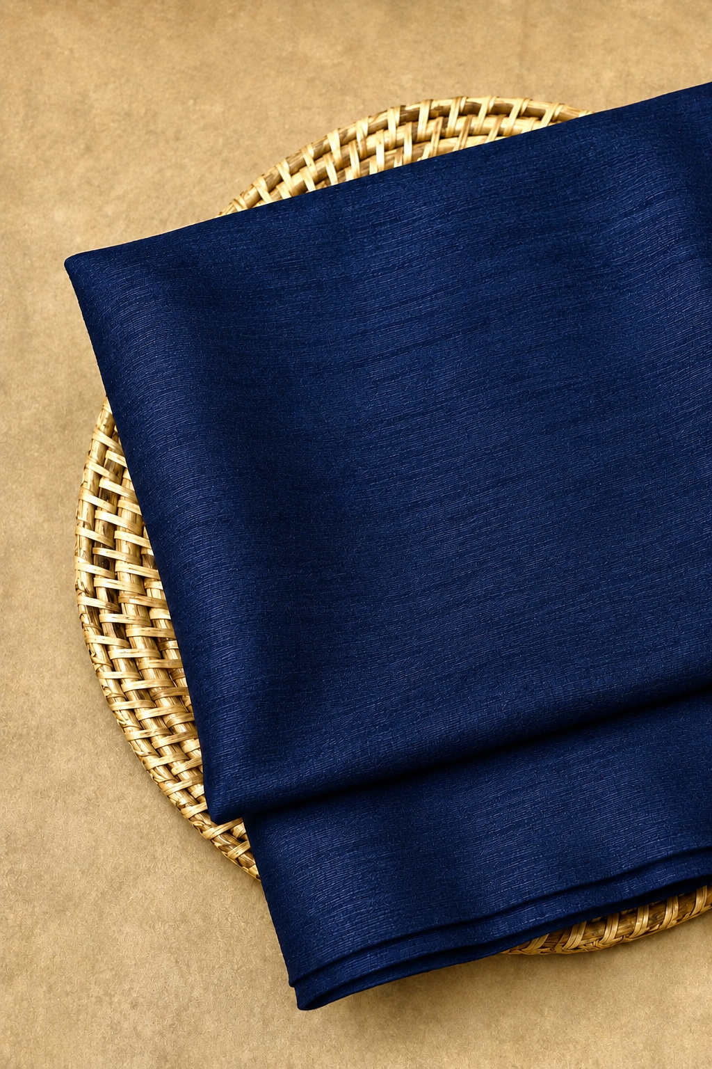Navy Blue Raw Silk Fabric