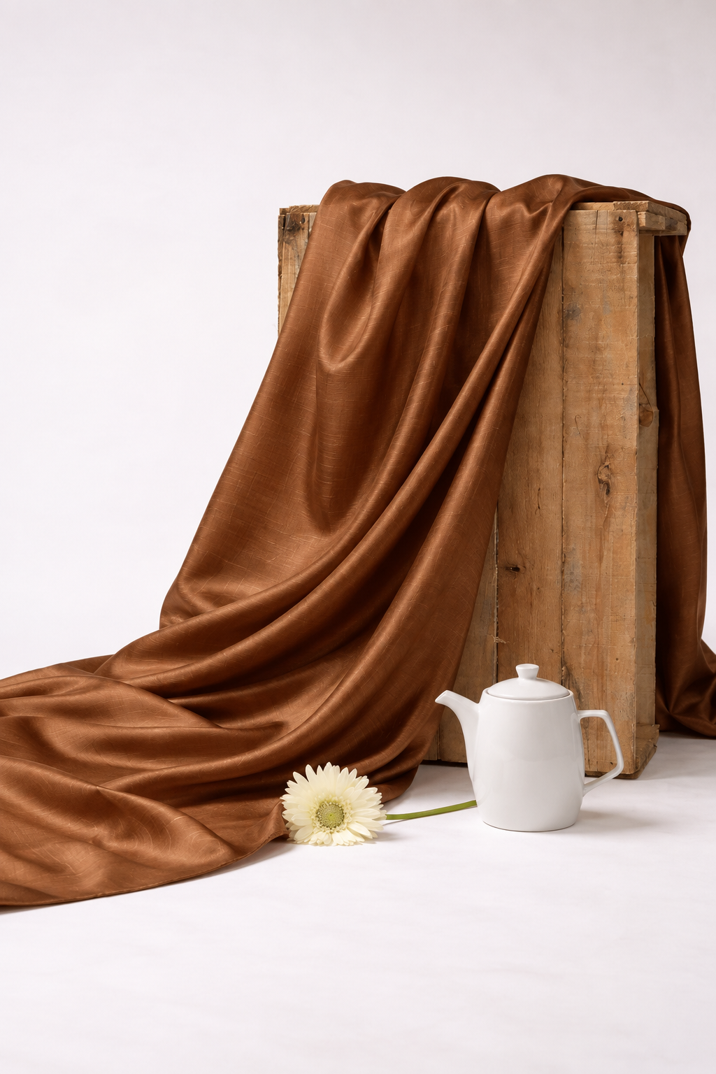 Brown Plain Muslin Silk Fabric