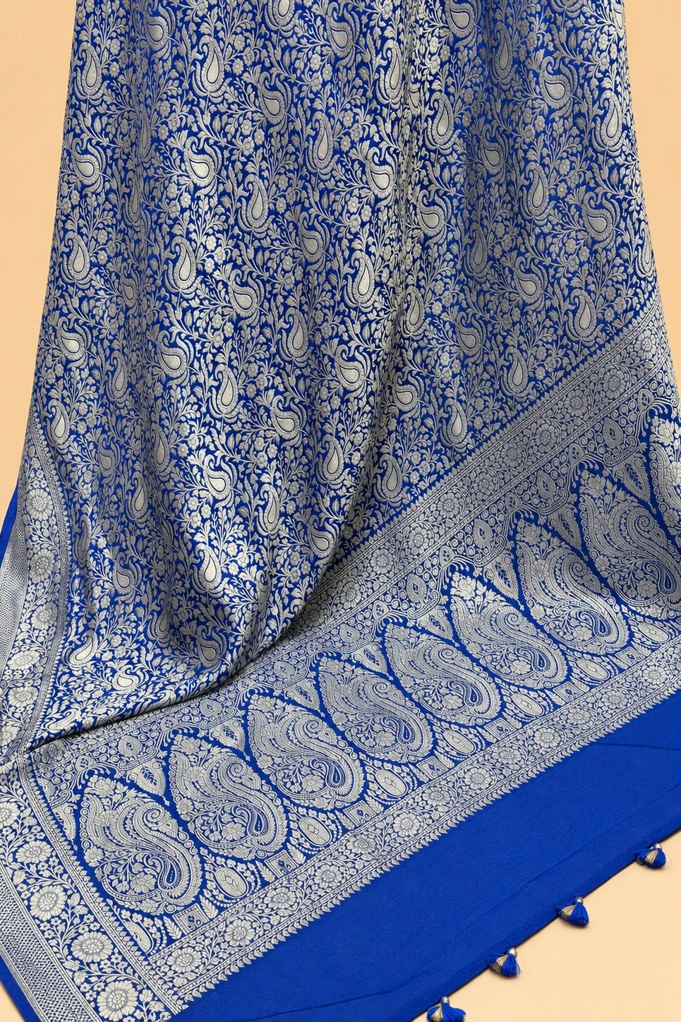 Deep Blue Khaddi Georgette Saree with Paisley Jaal