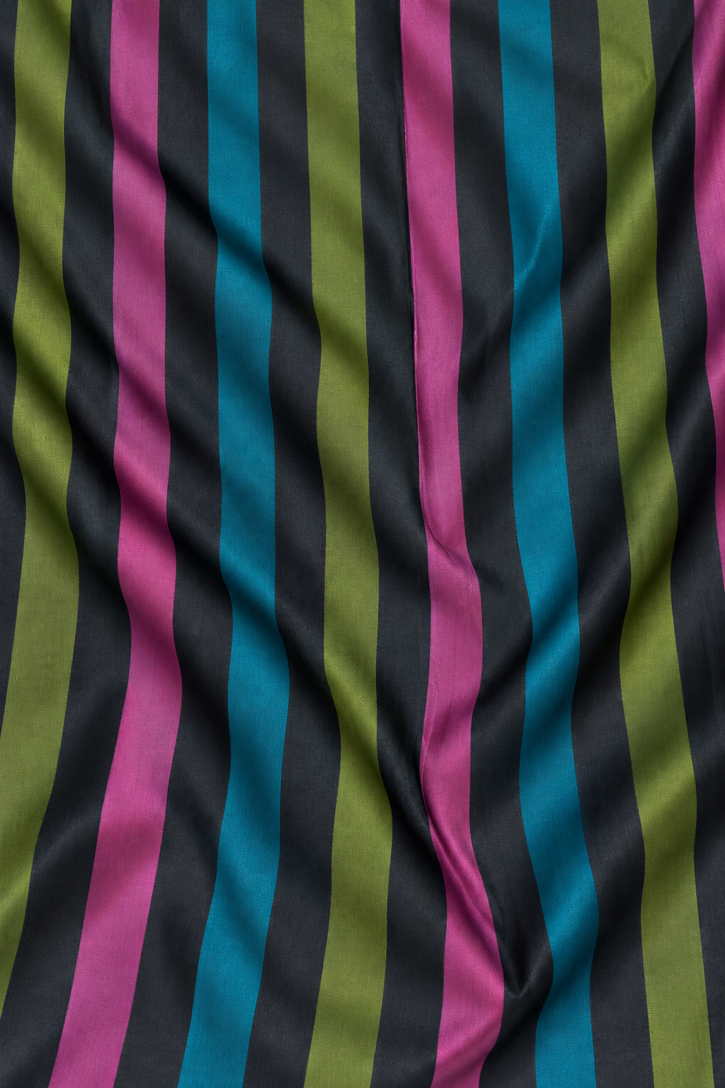 Black Pure Katan Silk Rangkaat Striped Fabric