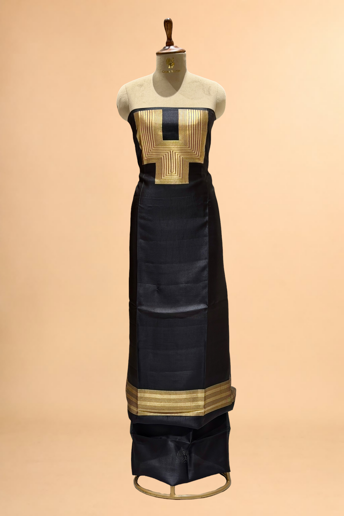 Black Soft Silk Co-Ord Set with Kadhwa Neck Panel 