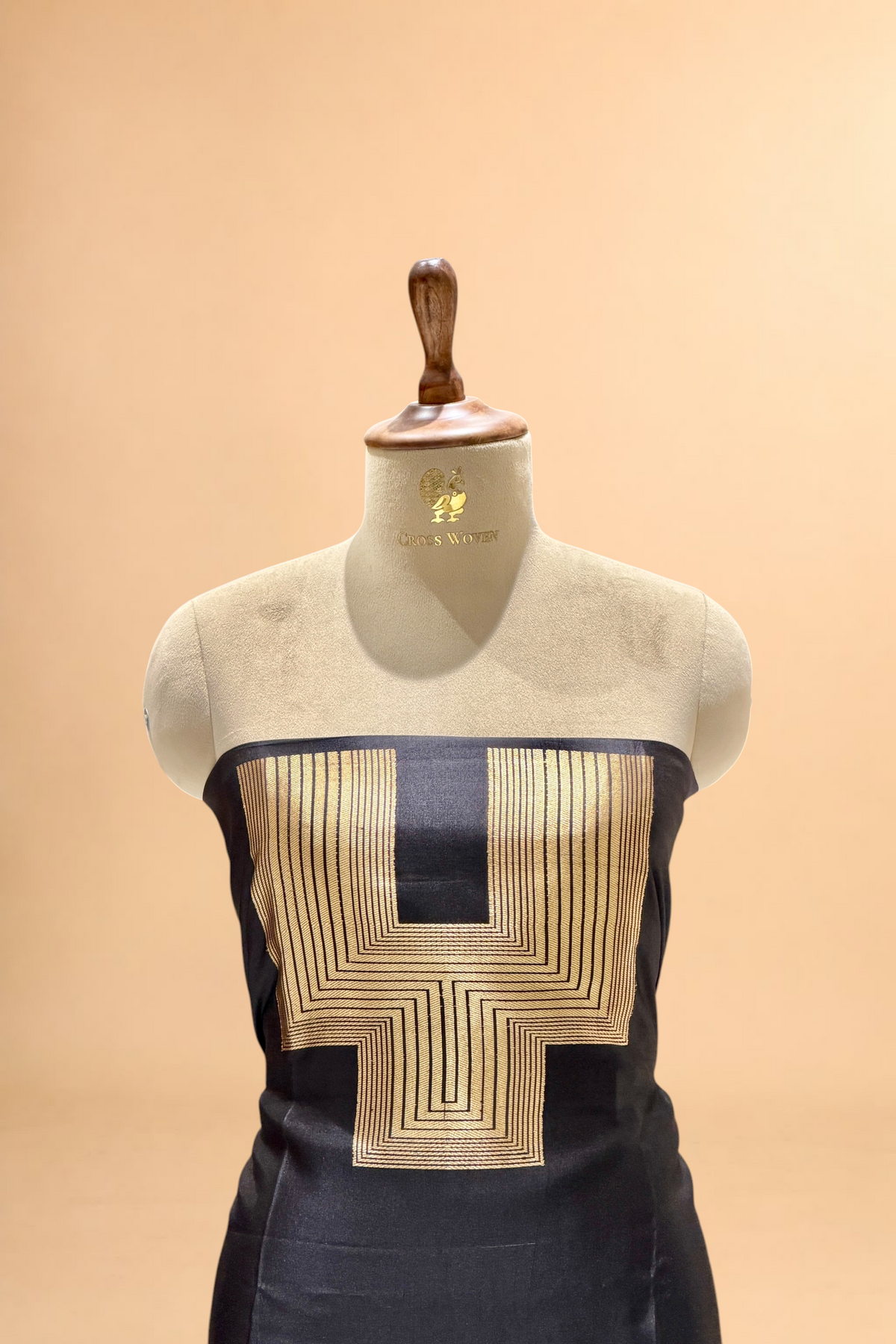 Black Soft Silk Co-Ord Set with Kadhwa Neck Panel 