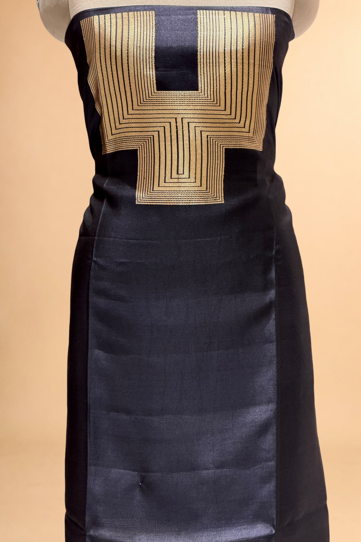 Black Soft Silk Co-Ord Set with Kadhwa Neck Panel 