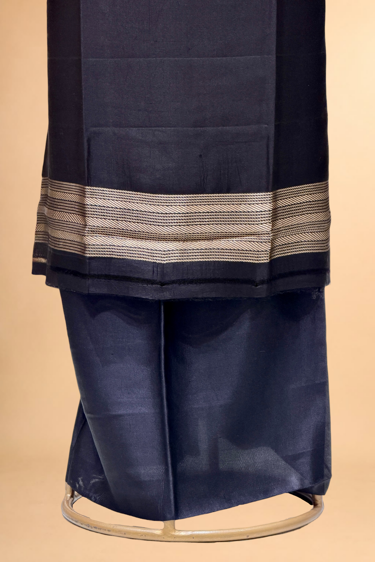 Black Soft Silk Co-Ord Set with Kadhwa Neck Panel 