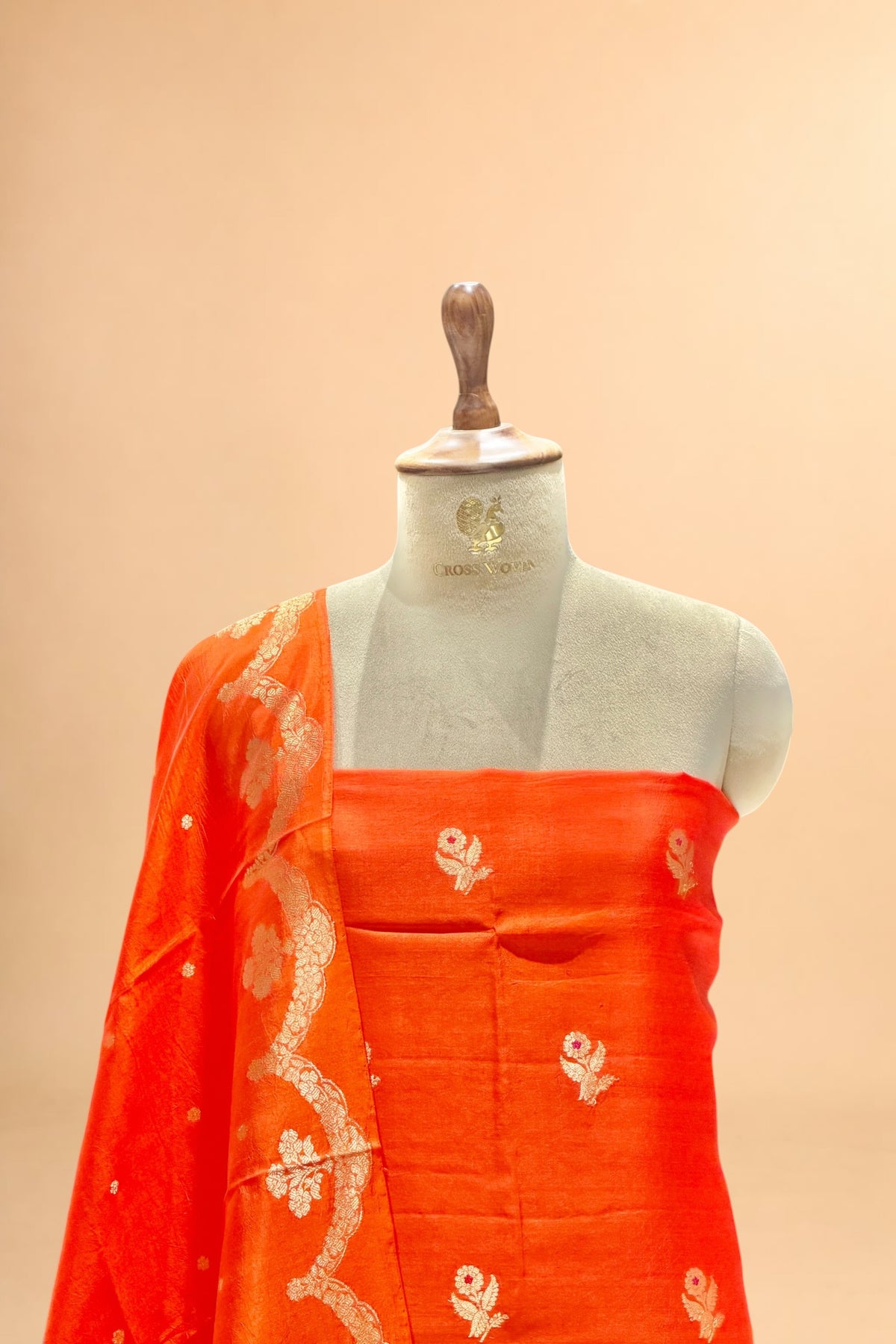Bright Orange Pure Katan Silk Suit Set