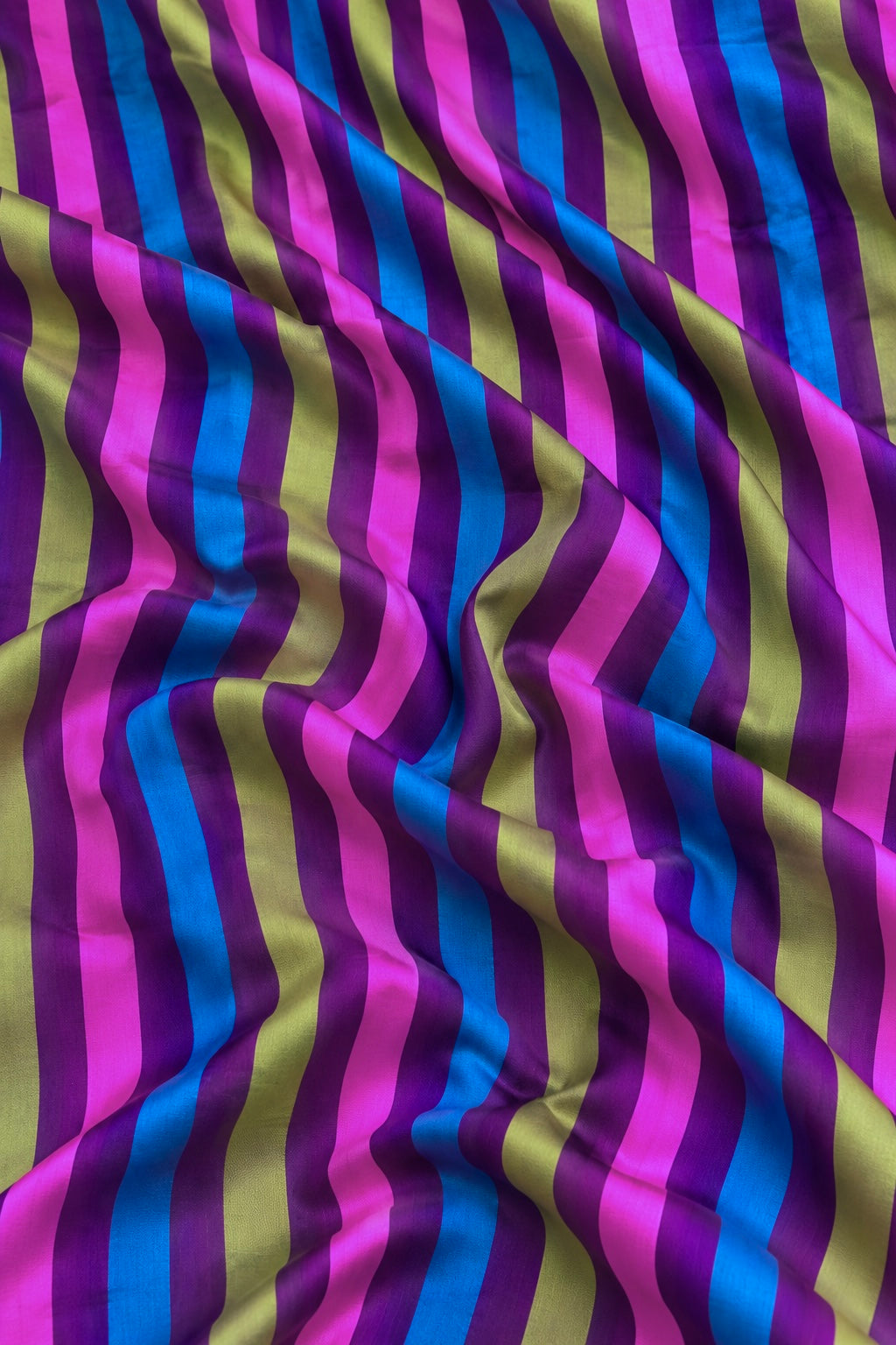 Deep Purple Pure Katan Silk Rangkaat Striped Fabric