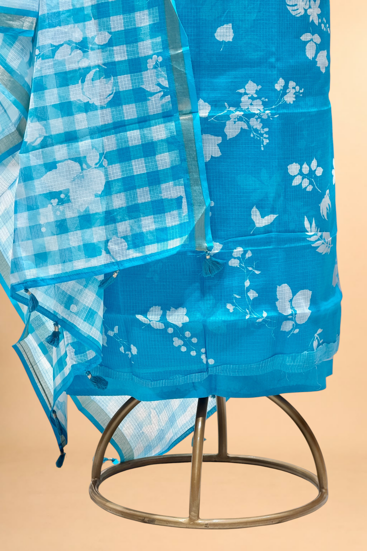 Aqua Blue Pure Kota Silk Suit Set