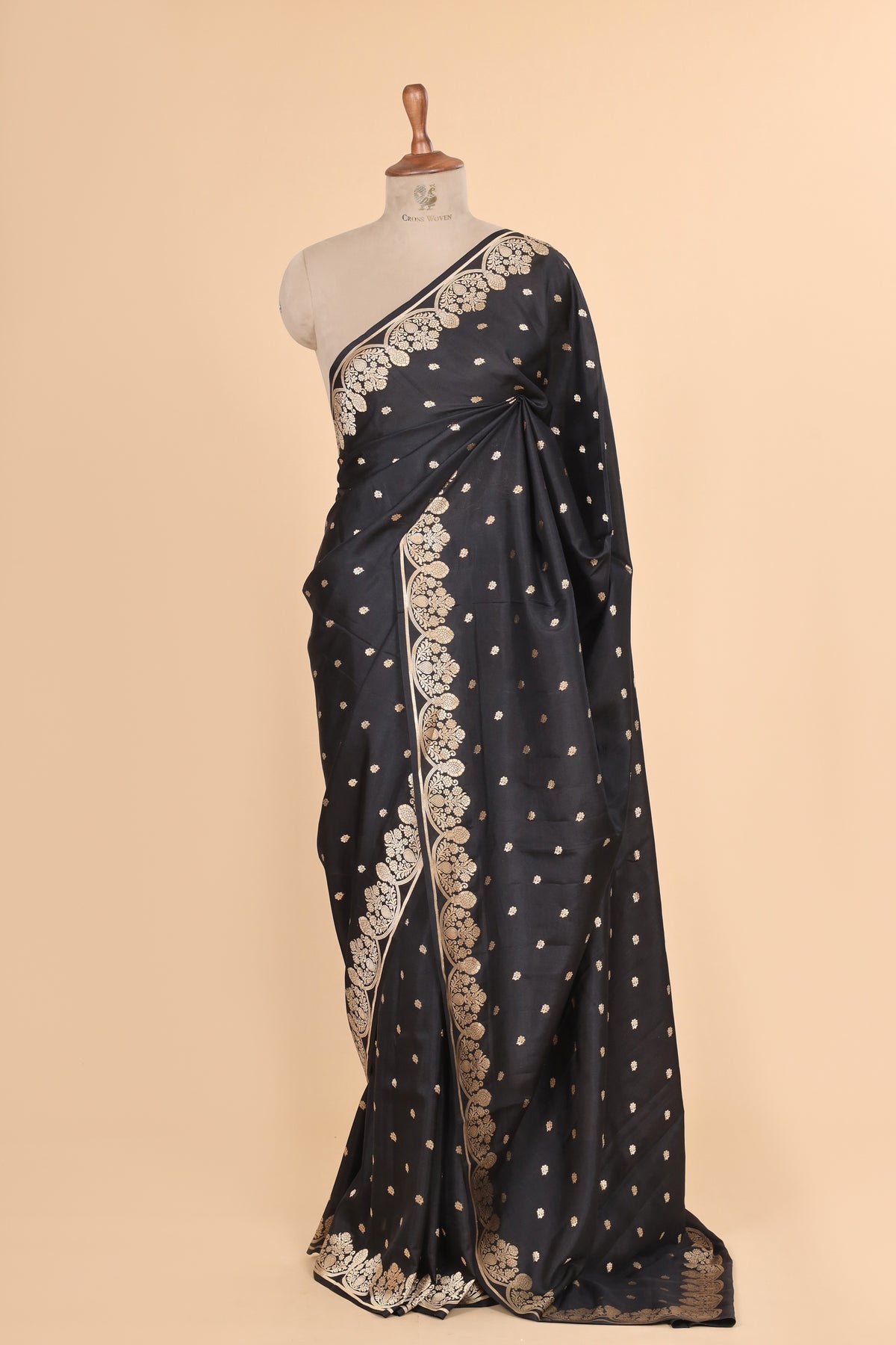 Black Handwoven Pure Banarasi  Soft Silk Saree