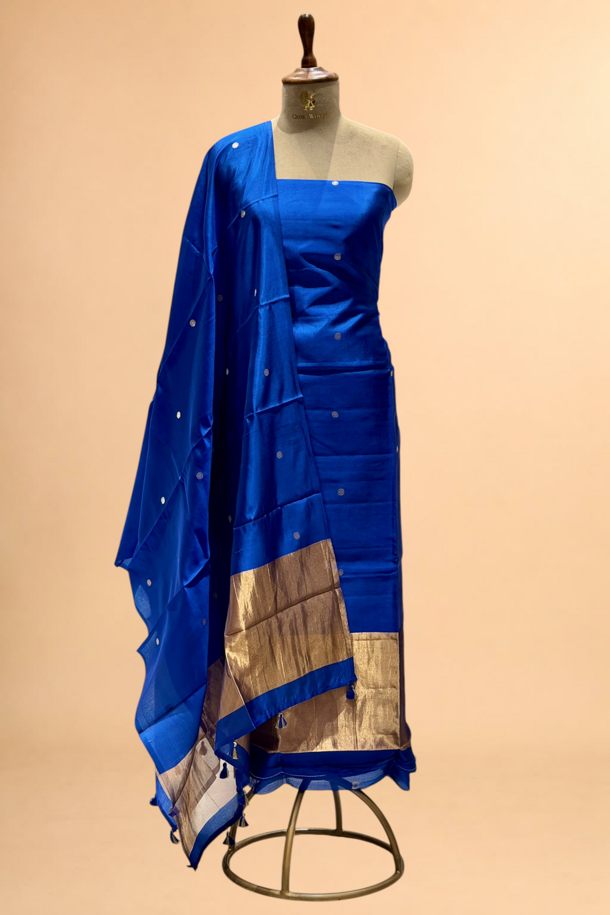 Blue Soft Silk Suit Set With Tissue Border Dupatta