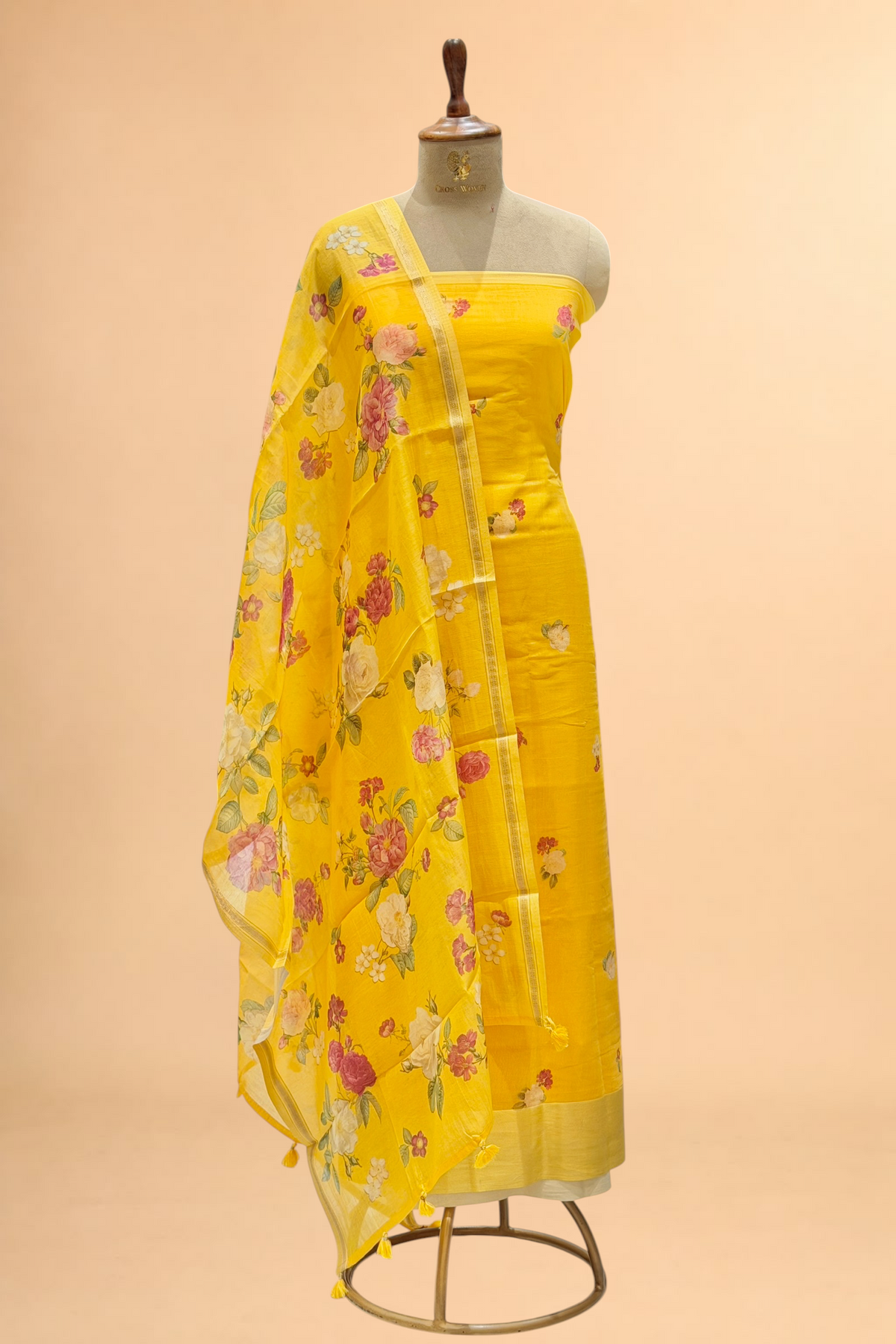 Bright Yellow Pure Mul Cotton Suit Set