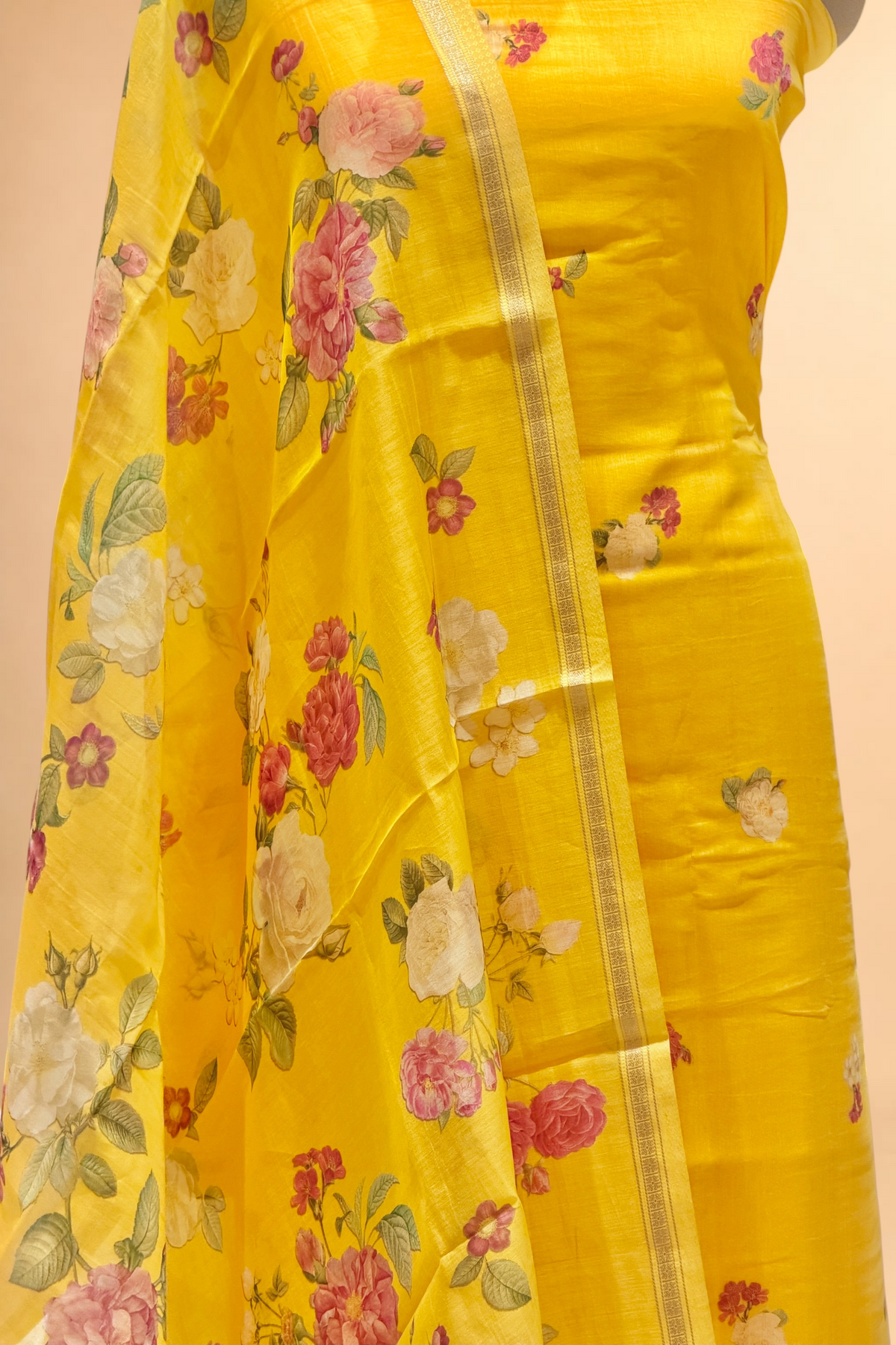 Bright Yellow Pure Mul Cotton Suit Set