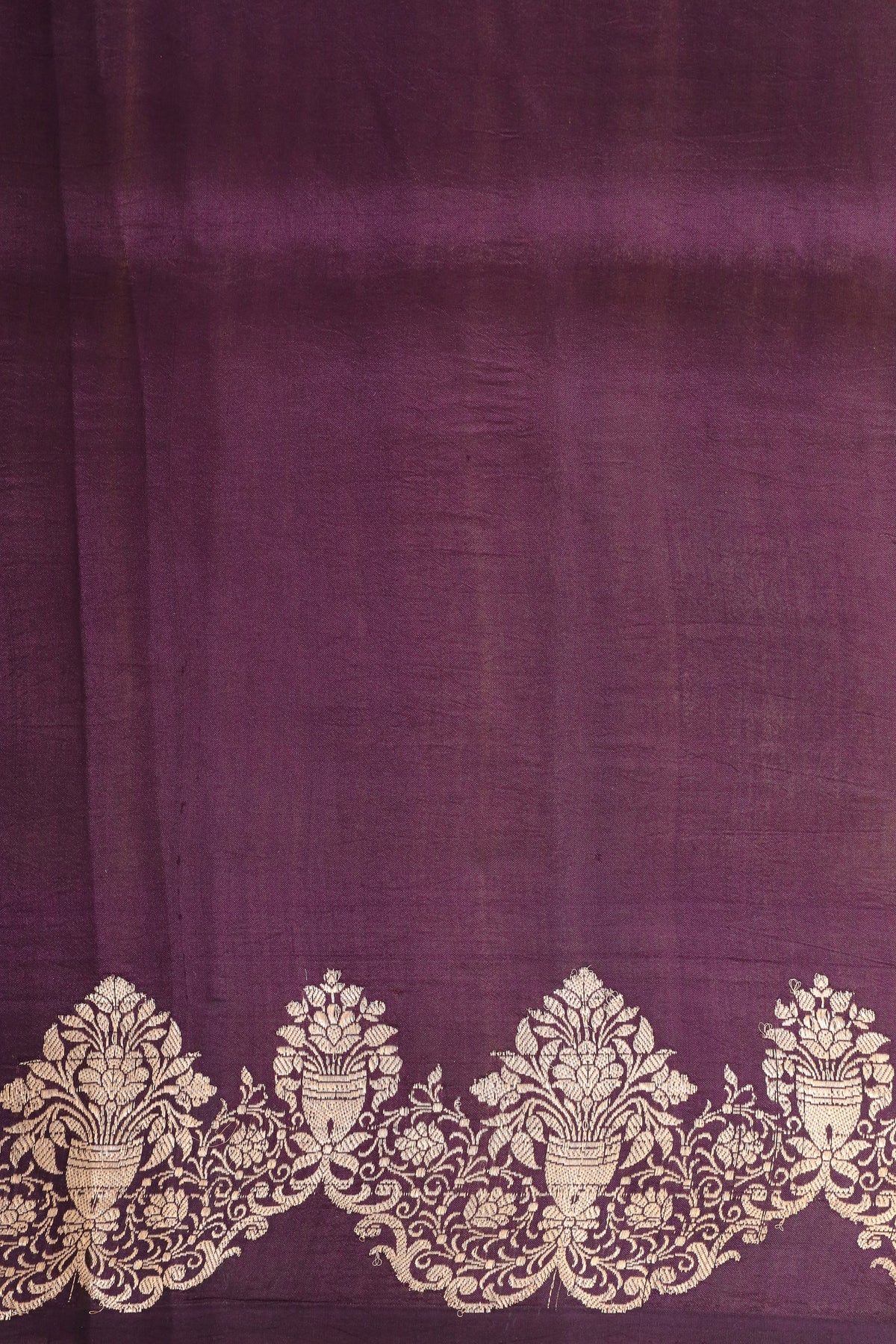 Deep Purple  Pure Banrasi Soft Silk Saree With Floral Motifs