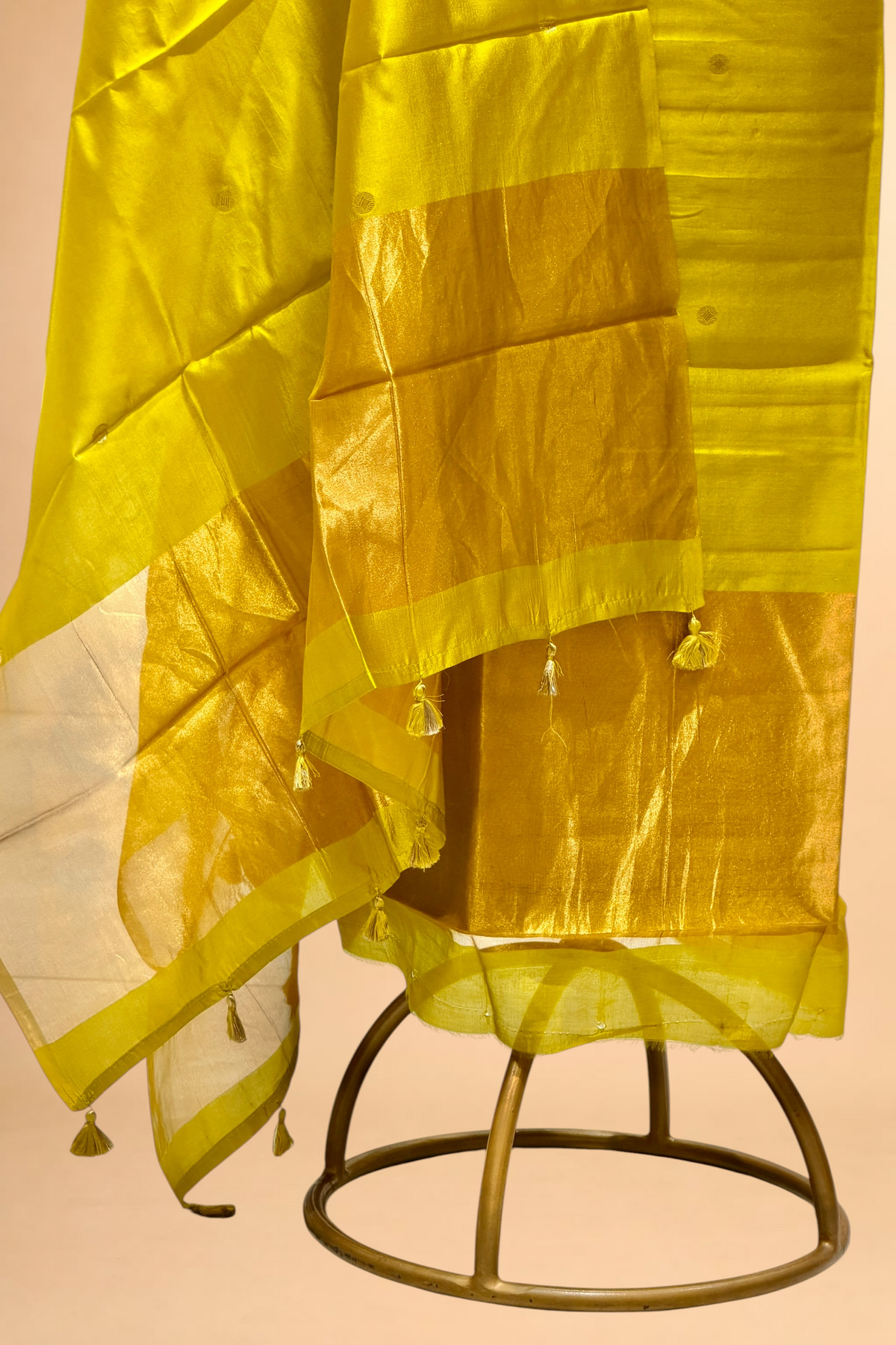 Lime Green Soft Silk Suit Set With Tissue Border Dupatta