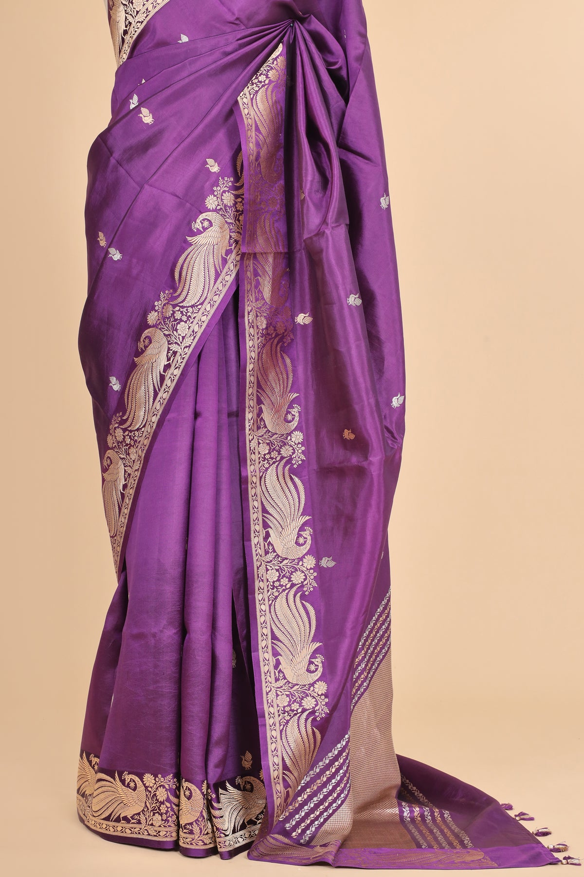 Magenta Purple Handwoven Pure Banarasi Soft Silk Saree