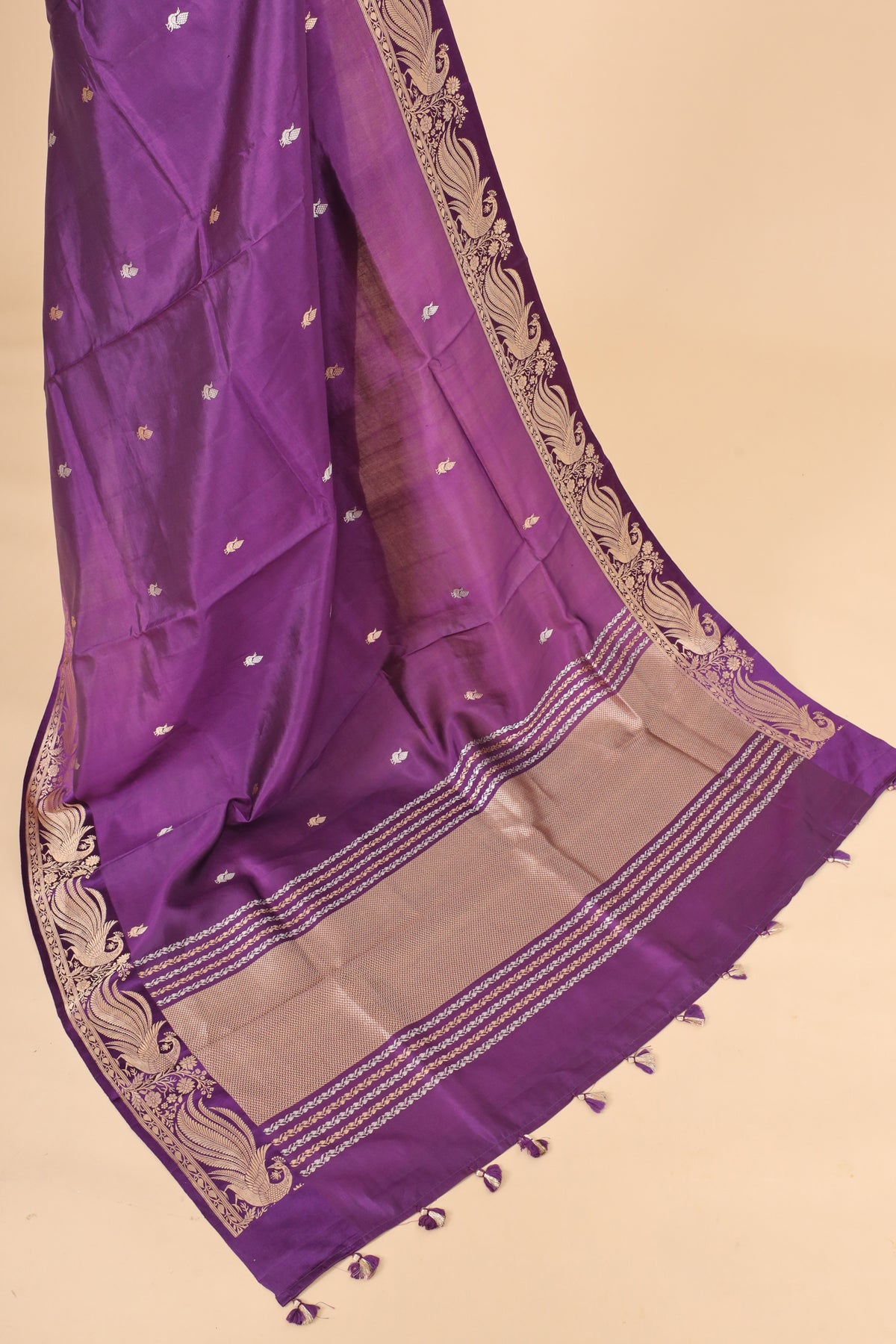 Magenta Purple Handwoven Pure Banarasi Soft Silk Saree