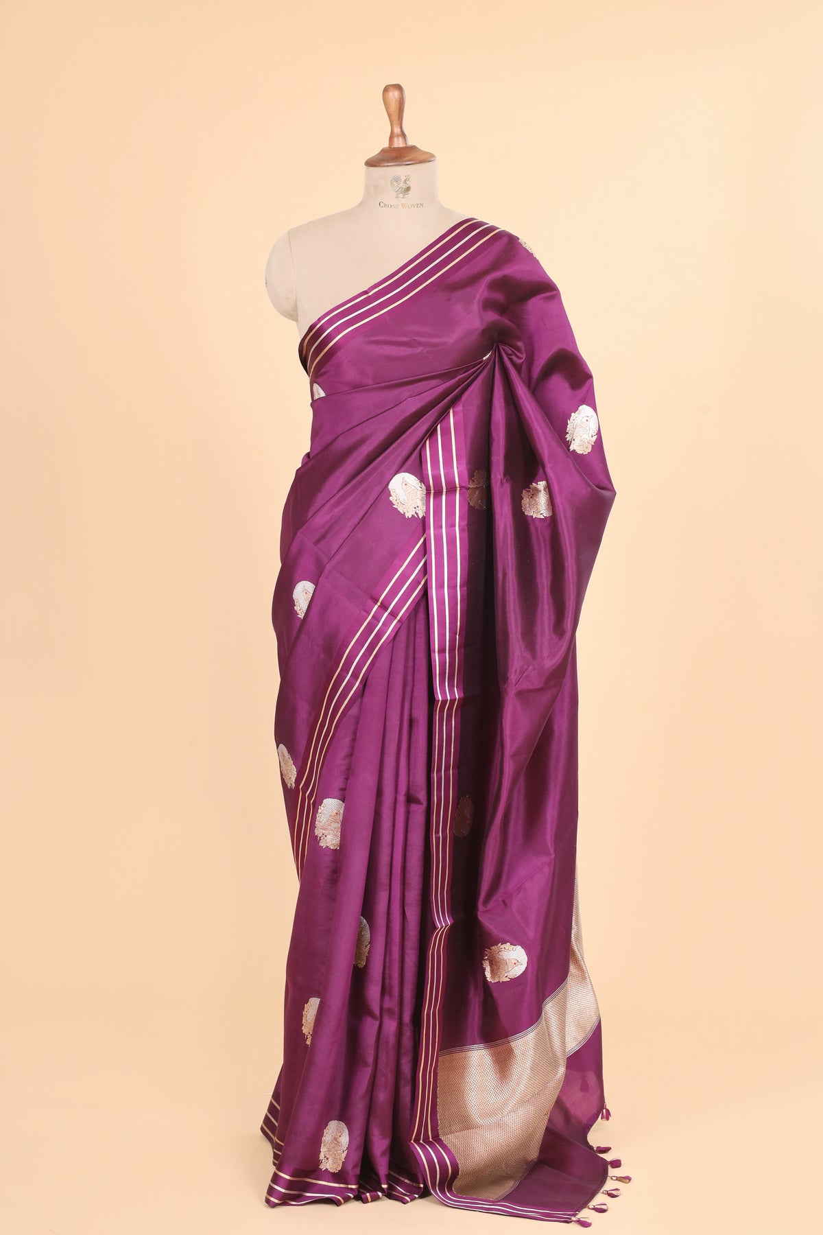 Magenta Purple Handwoven Pure Banarasi  Soft Silk Saree