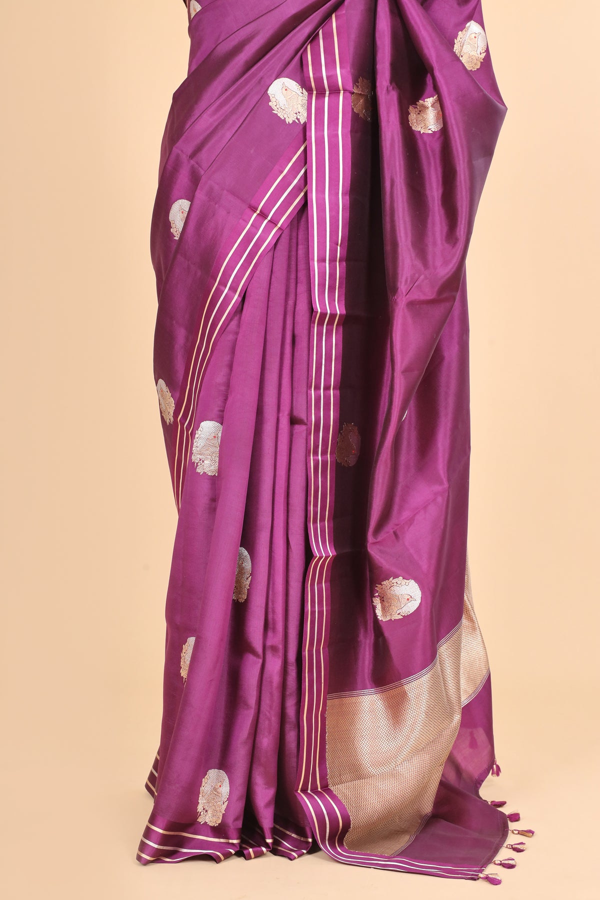Magenta Purple Handwoven Pure Banarasi  Soft Silk Saree