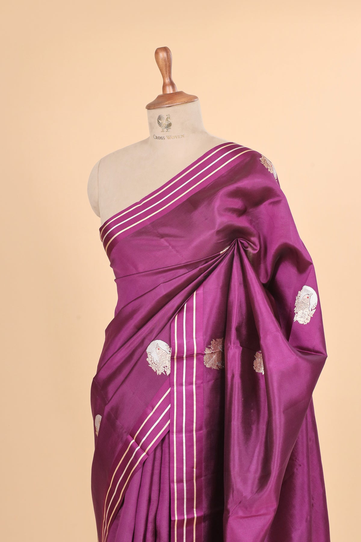 Magenta Purple Handwoven Pure Banarasi  Soft Silk Saree