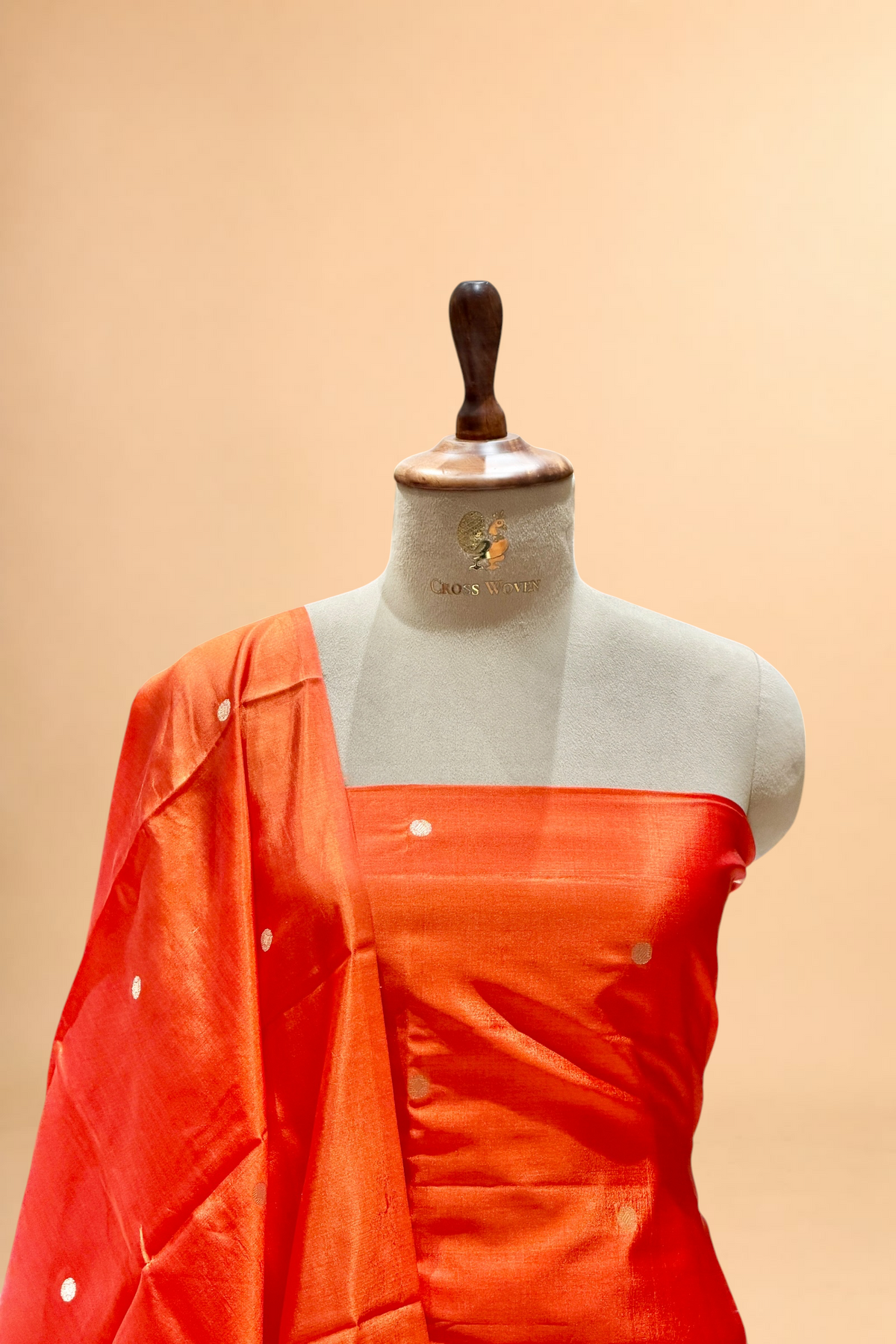 Orange Soft Silk Suit Set With Tissue Border Dupatta