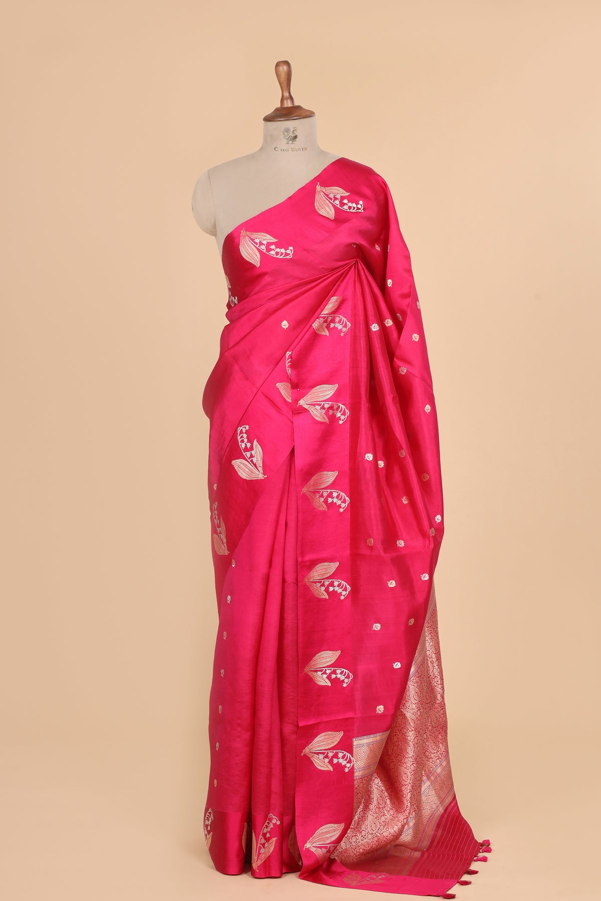 Pink Handwoven Pure Banarasi  Soft Silk Saree